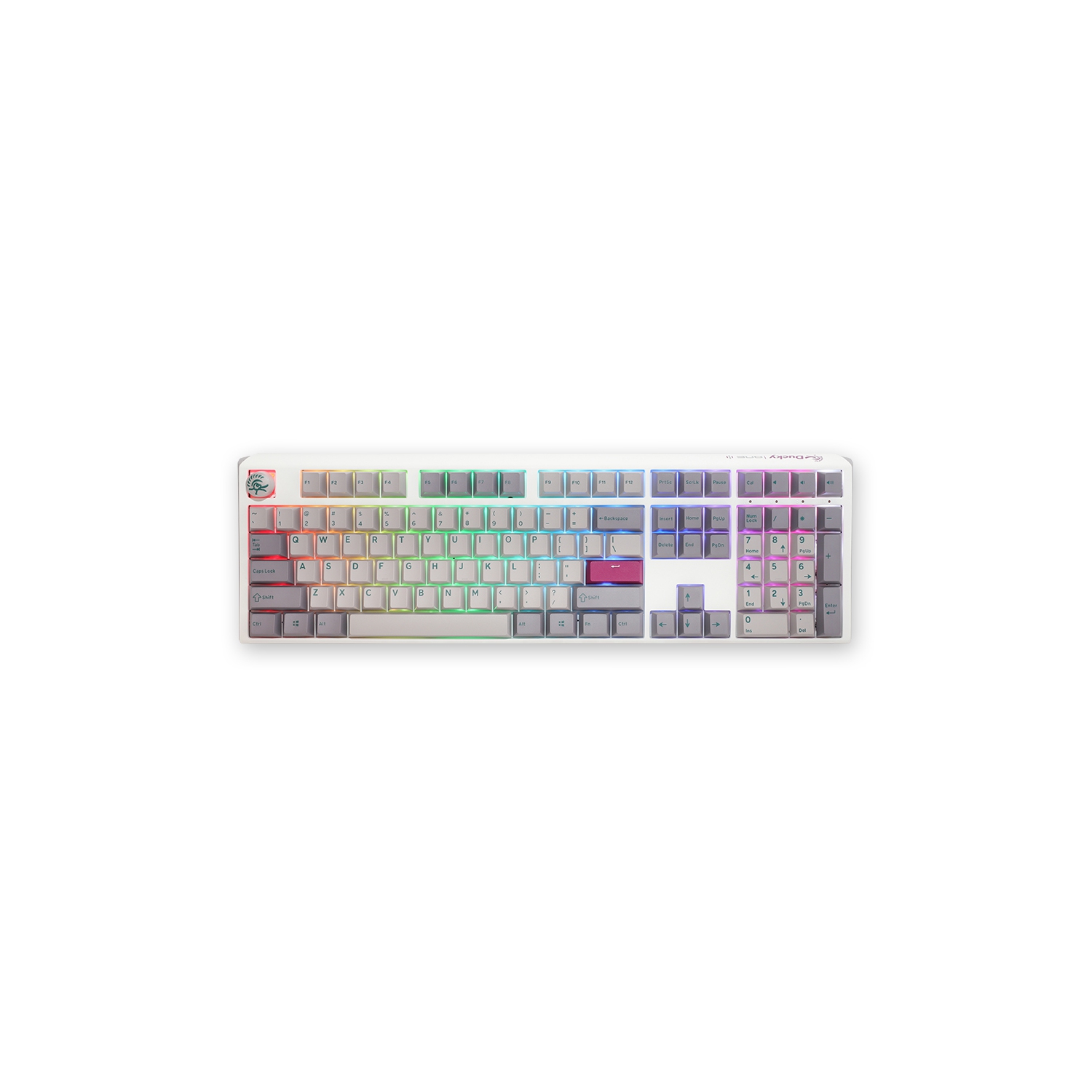 Ducky ONE 3 Mist RGB Hot-Swappable Mechanical Keyboard Double-Shot PBT Keycaps, Cherry MX Red Switches, Dual-layer PCB, Full-Size (104 Keys)