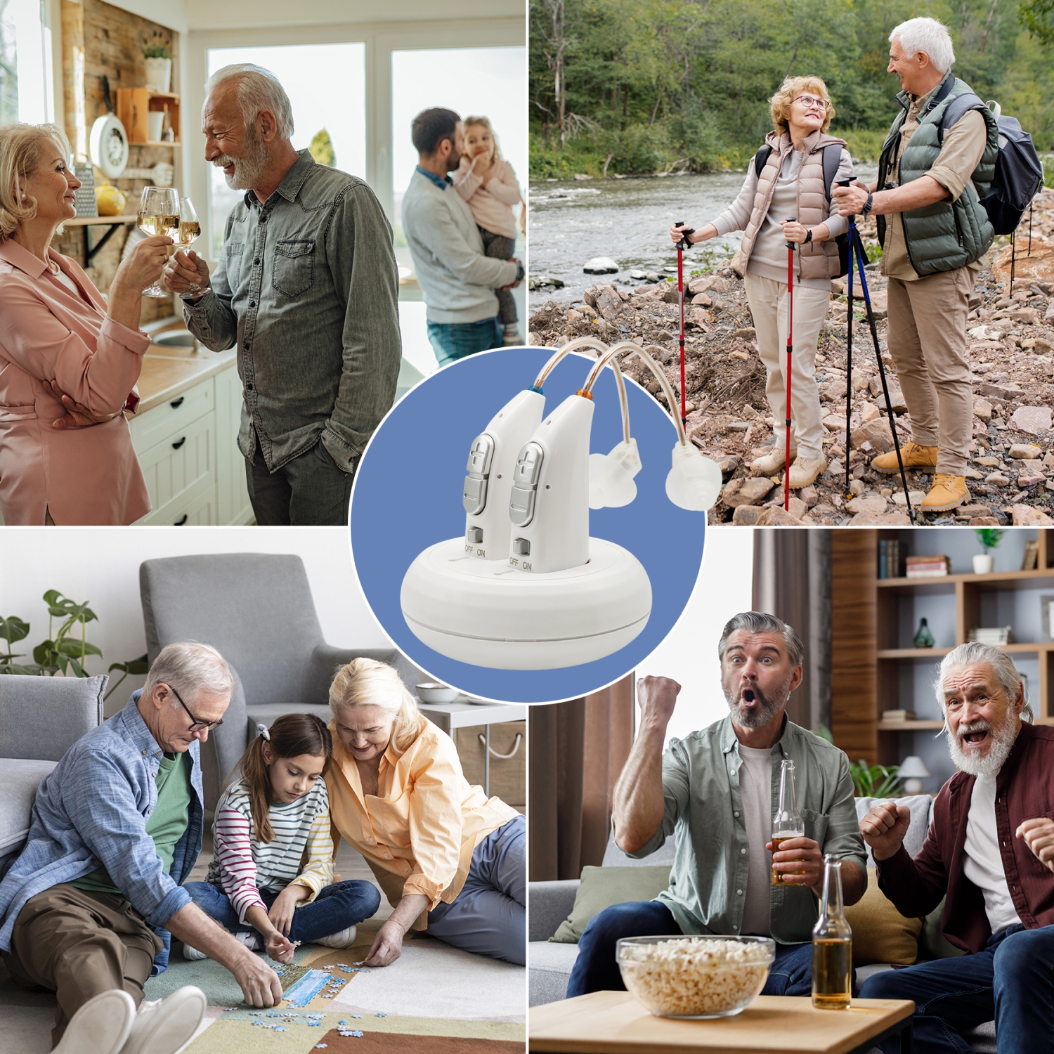 Rechargeable BTE Hearing Amplifiers for Seniors – Digital Binaural PSAP, Long-Lasting Battery, Comfortable All-Day Design, Noise Cancelling.