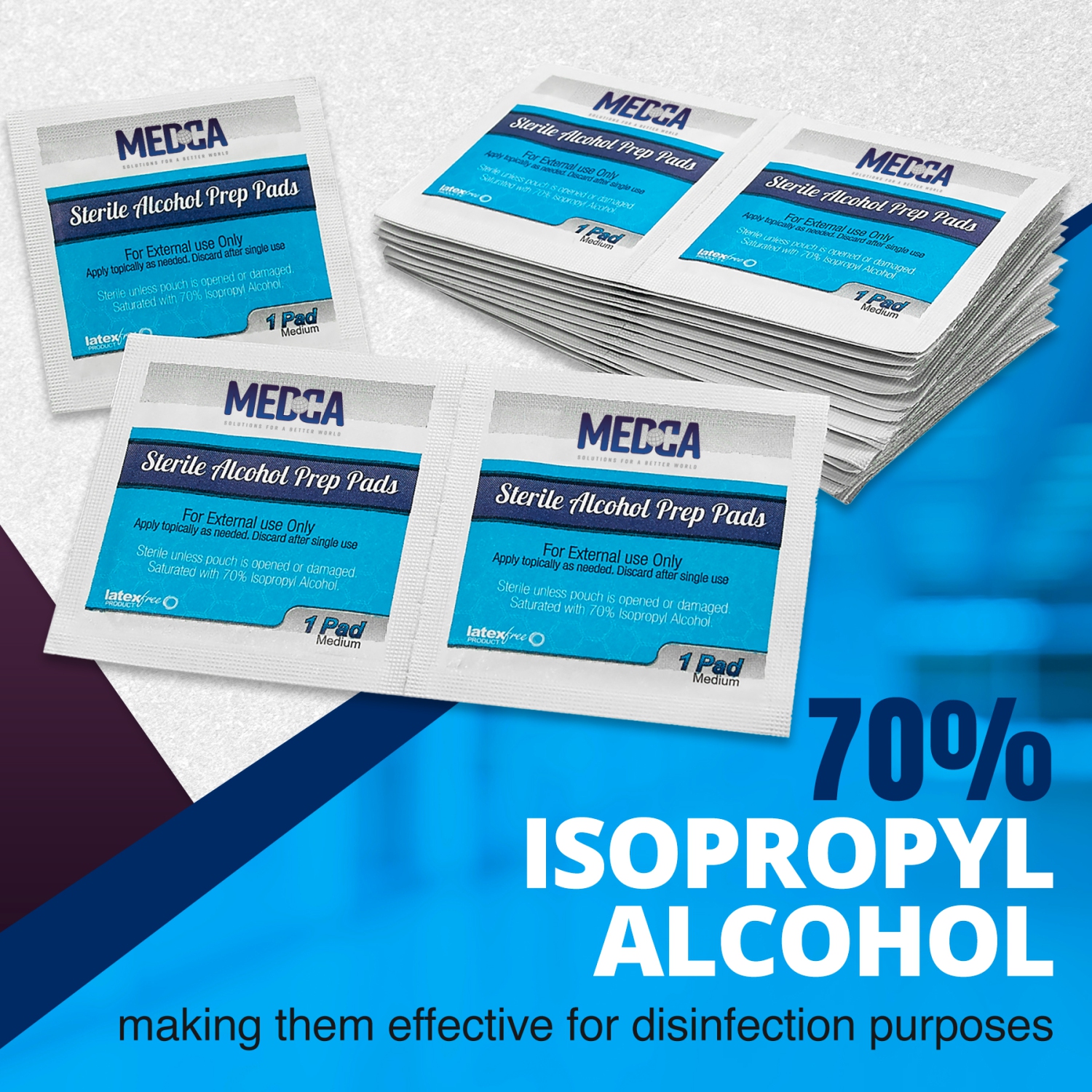 Alcohol Prep Pads - Box of 600, Saturated 70% Isopropyl Alcohol Wipes, Individually Wrapped Moistened Swab Pad, 2-Ply Cotton