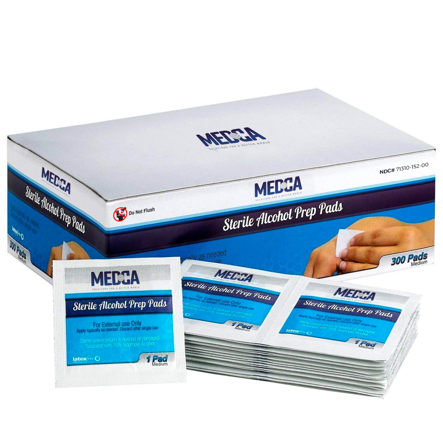 MEDca Alcohol Prep Pads, Sterile, Medium, 2-Ply