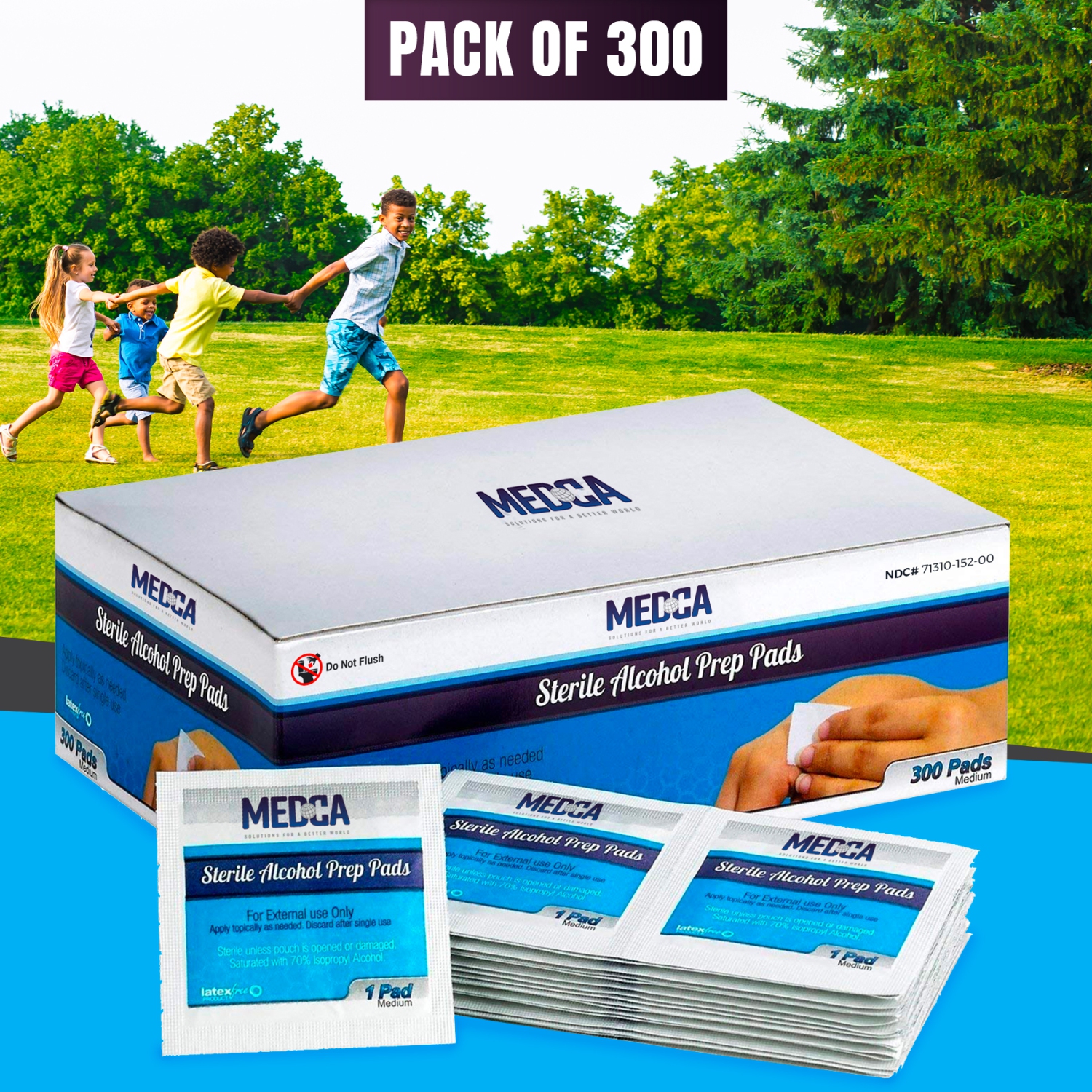 MEDca Alcohol Prep Pads, Sterile, Medium, 2-Ply