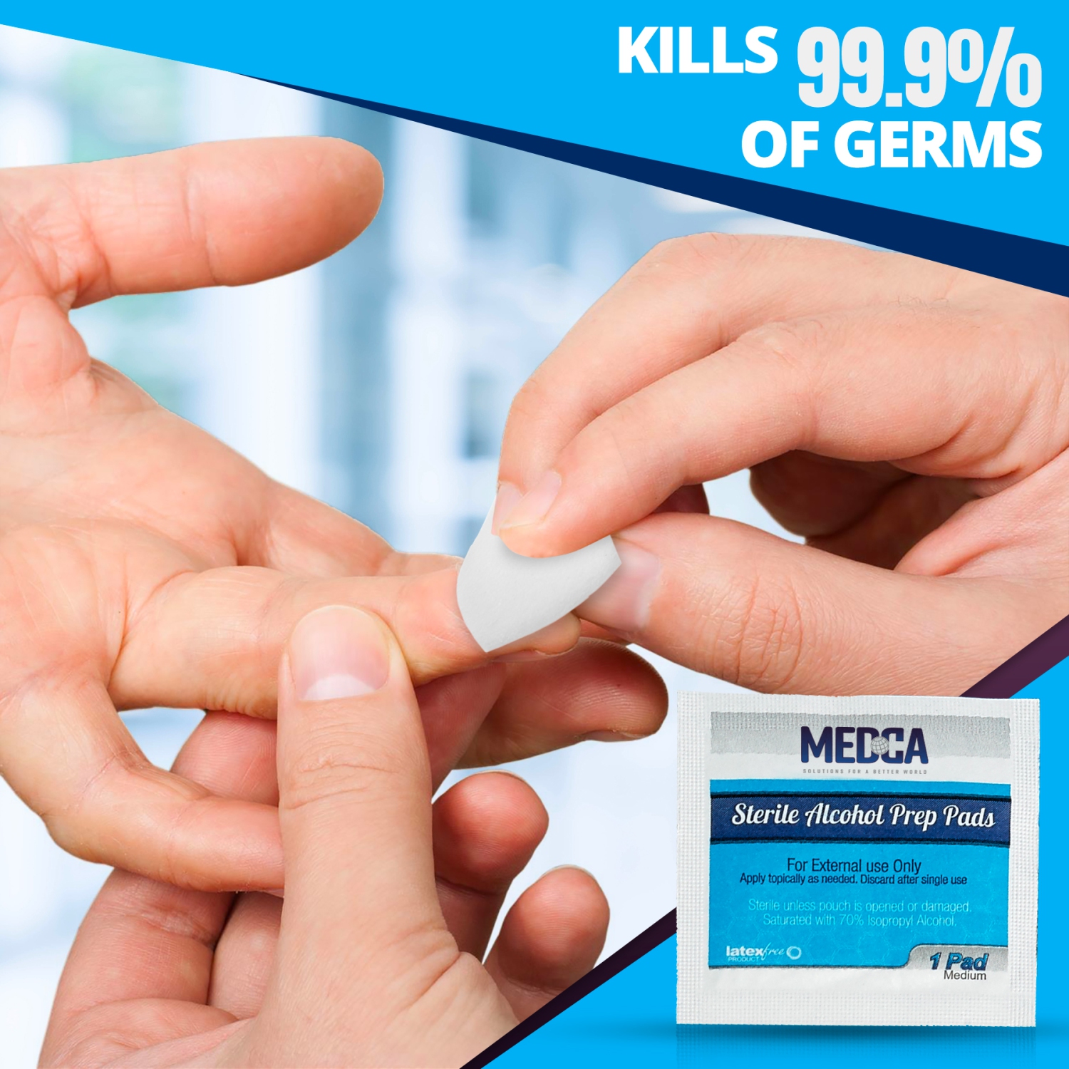 MEDca Alcohol Prep Pads, Sterile, Medium, 2-Ply PACK OF 100