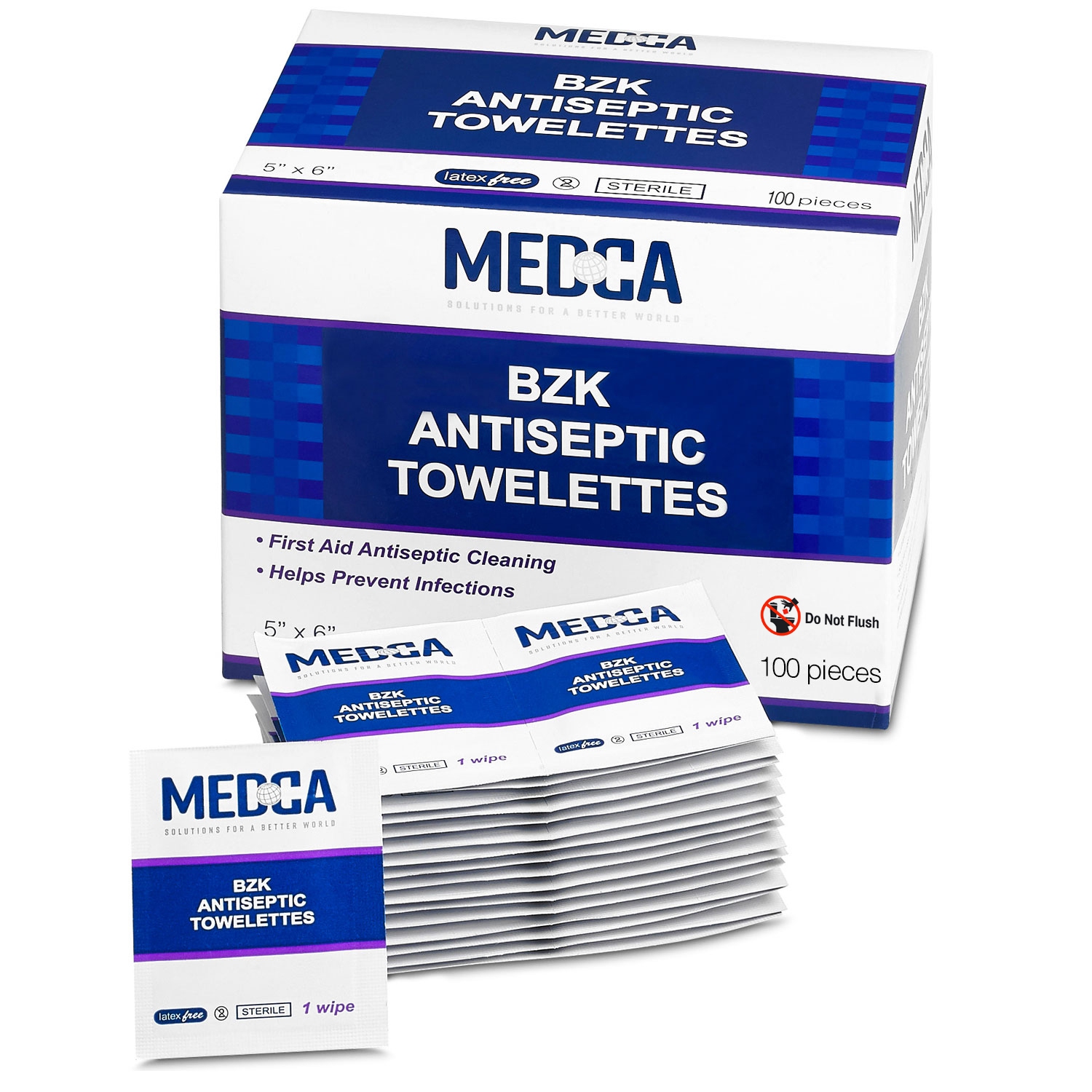Lingettes pour les mains – tampons de chlorure de benzalkonium sachets individuels BZK par MEDCA