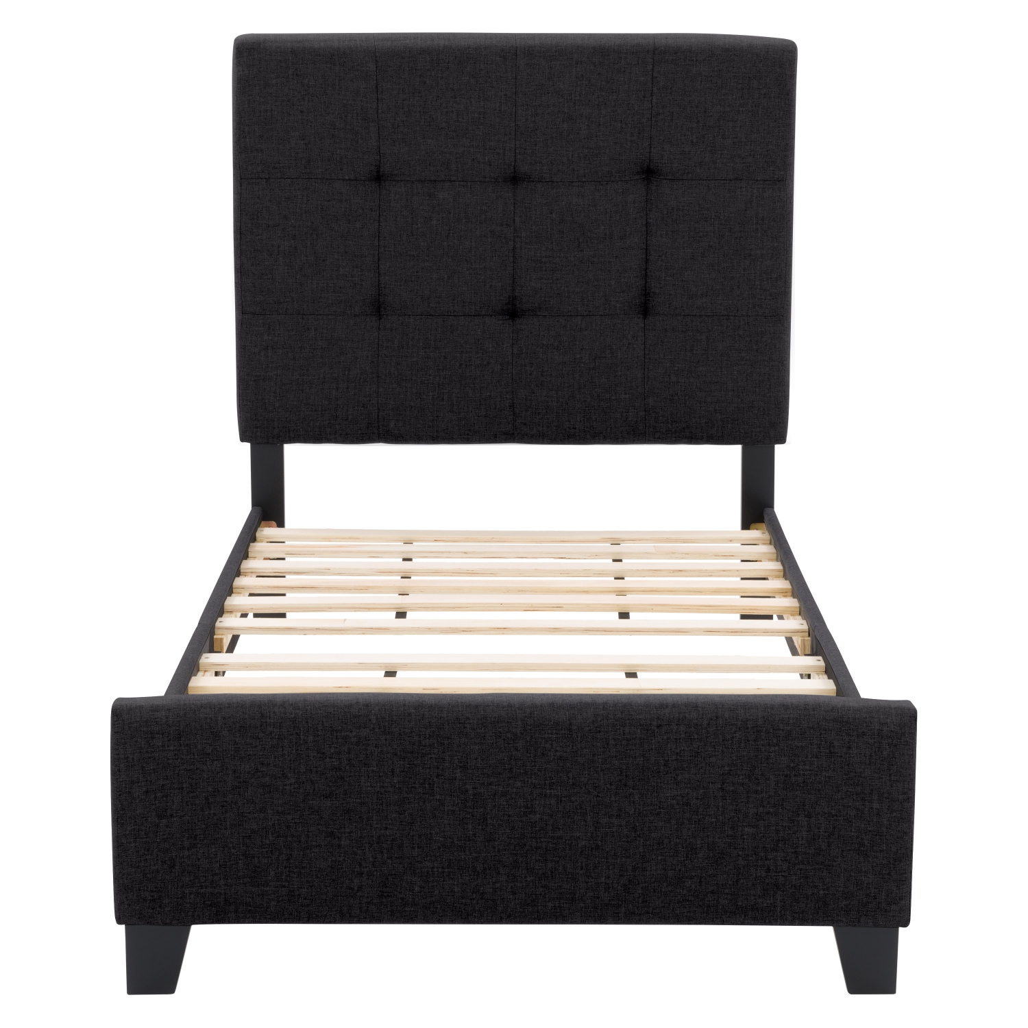 CorLiving Ellery Black Fabric Tufted Bed, Single