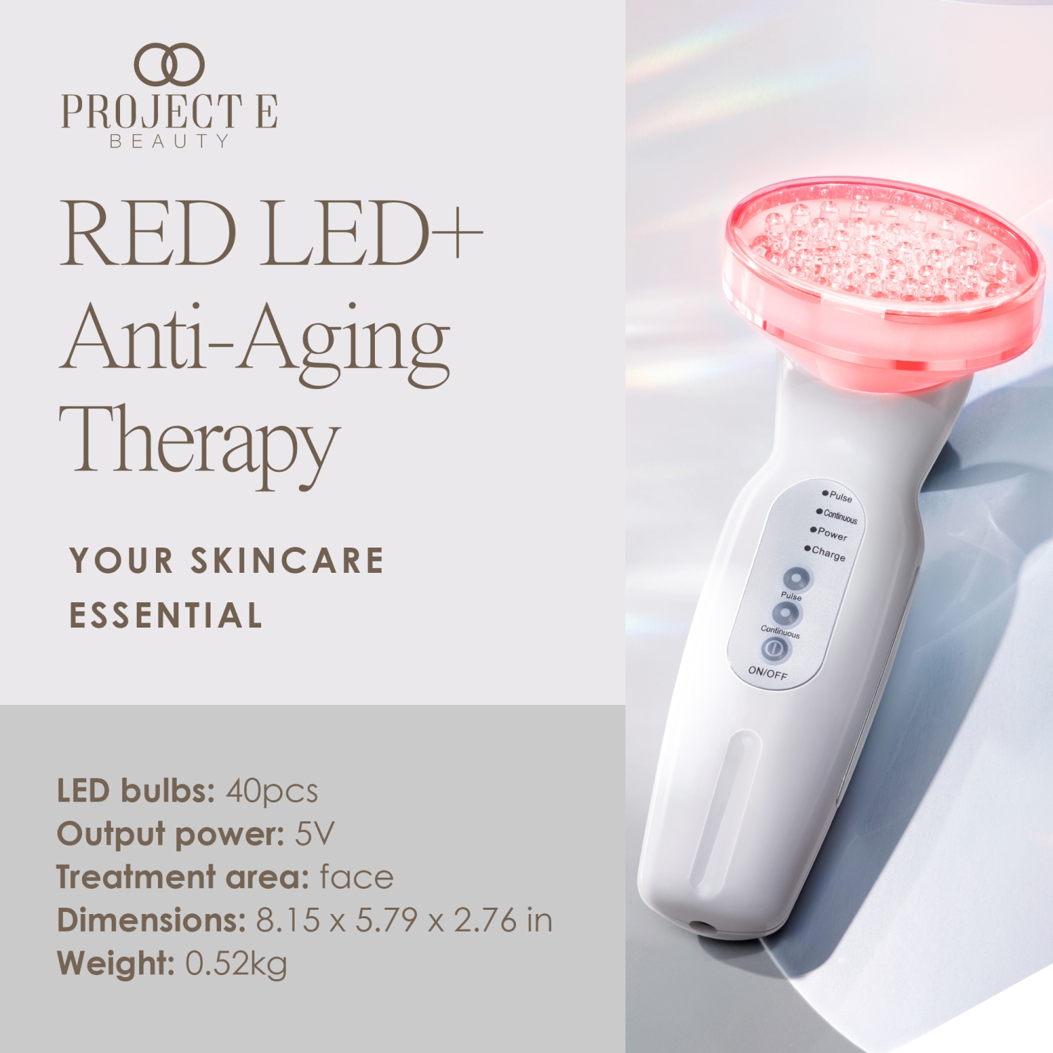 Project E Beauty Red Light LED+ | Anti-Aging Therapy | Collagen Boost | Anti-Aging Skincare | Reduce Wrinkles | Collagen Boost