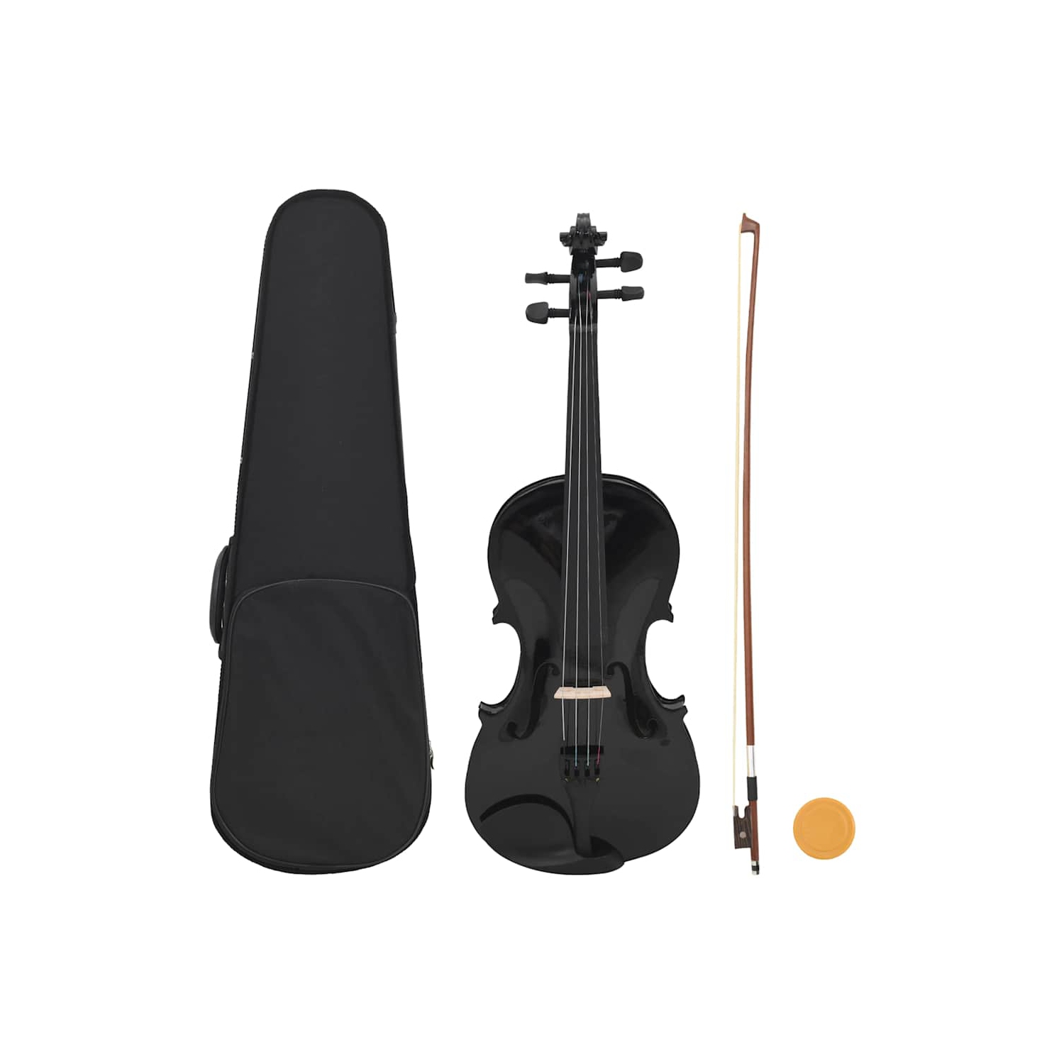 vidaXL Violin Full Set with Bow and Chin Rest Black 4/4