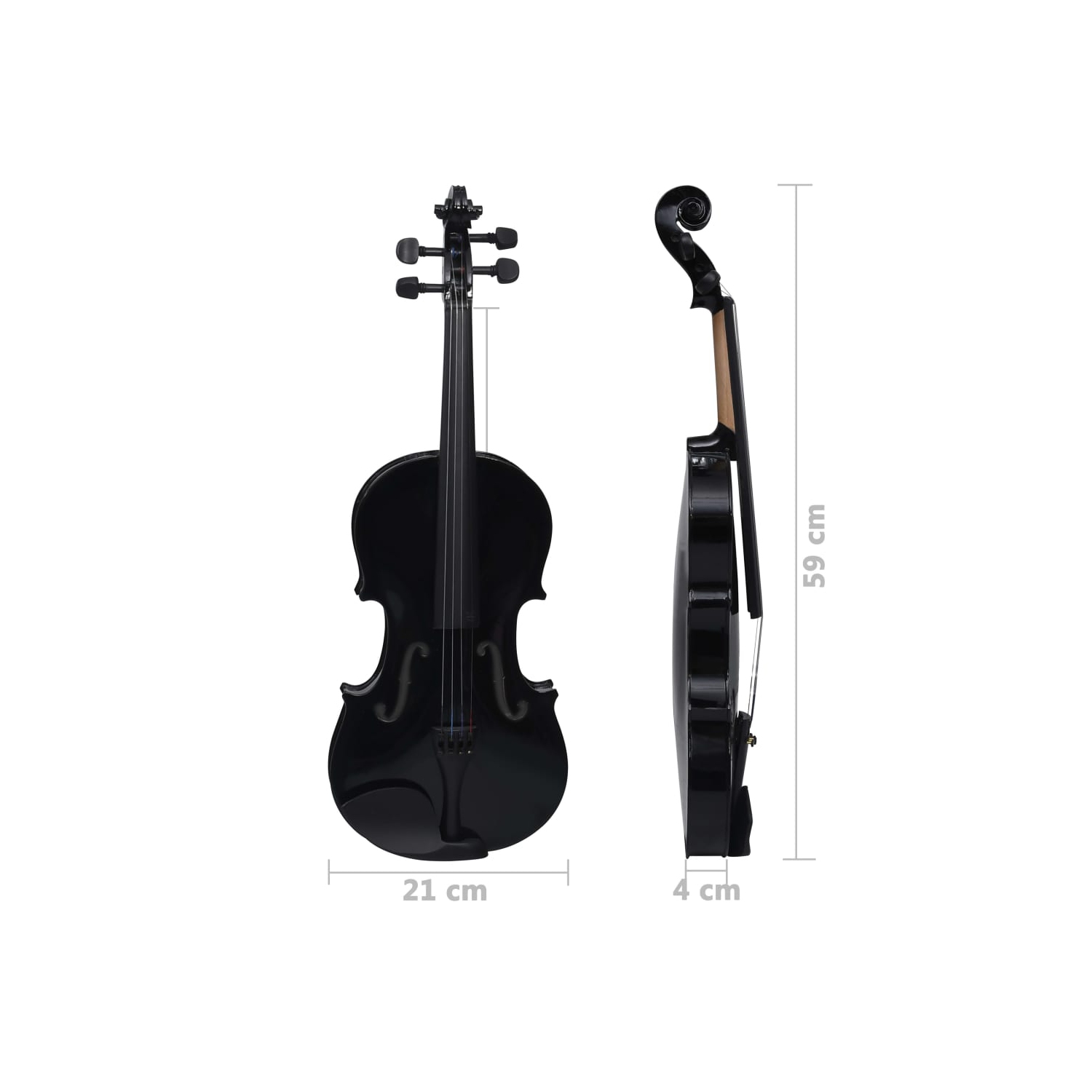 vidaXL Violin Full Set with Bow and Chin Rest Black 4/4