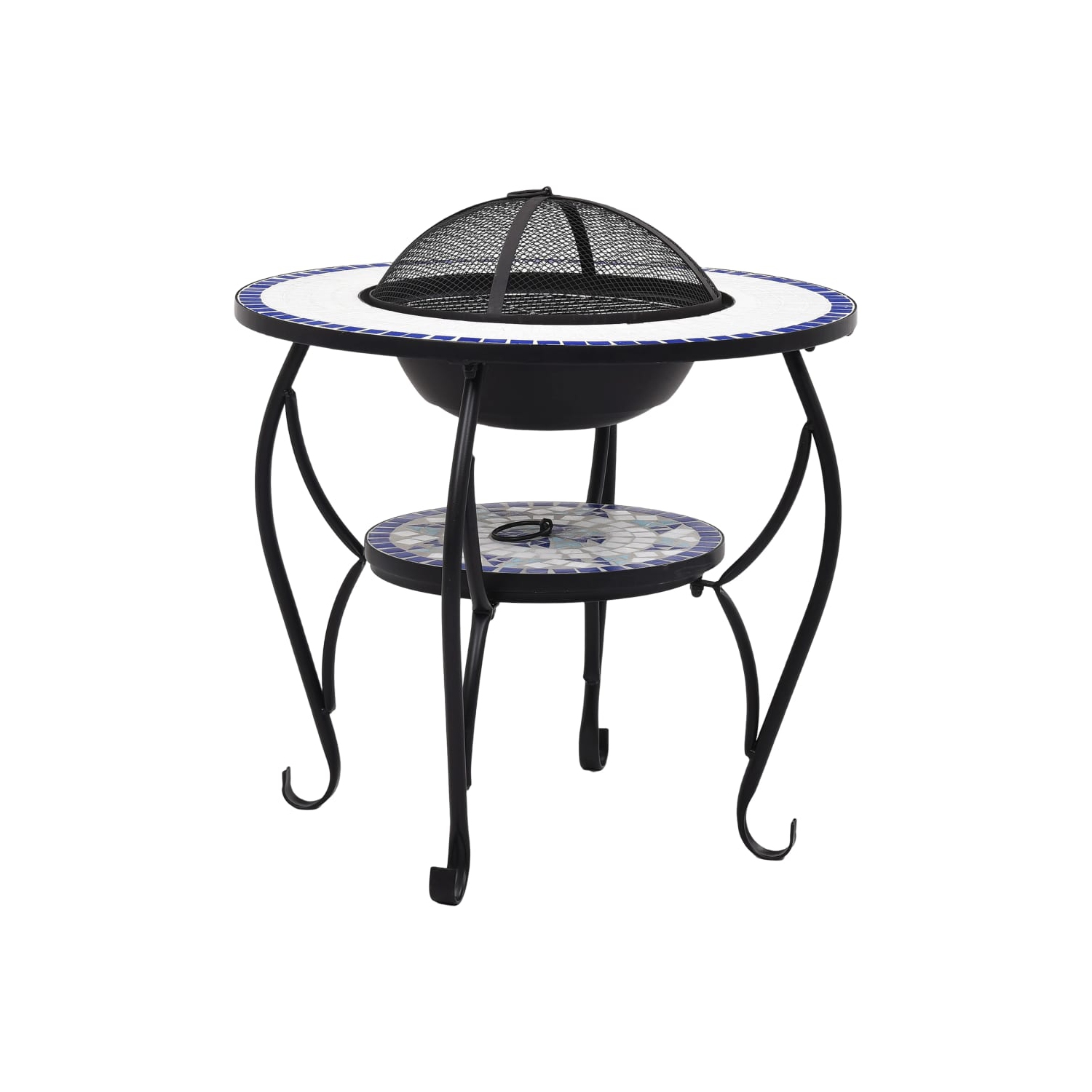 vidaXL Mosaic Fire Pit Table Blue and White 26.8" Ceramic