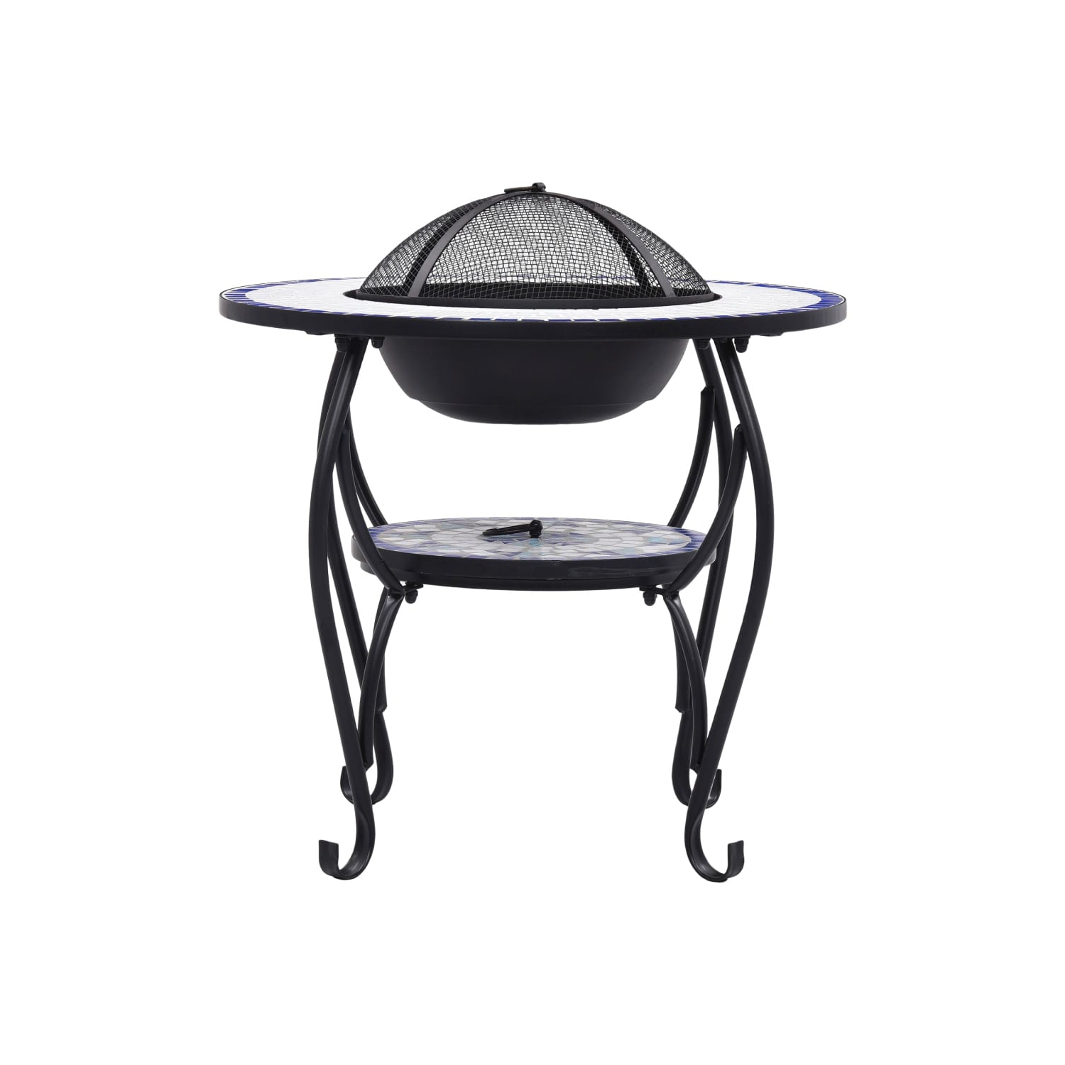 vidaXL Mosaic Fire Pit Table Blue and White 26.8" Ceramic