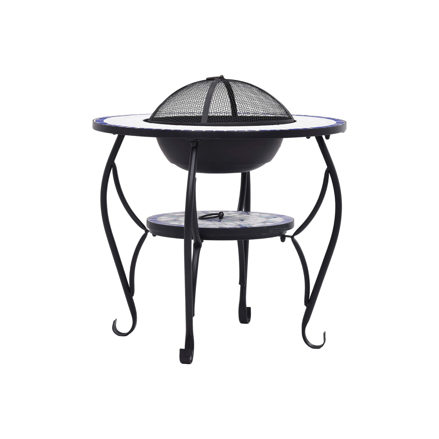 vidaXL Mosaic Fire Pit Table Blue and White 26.8" Ceramic