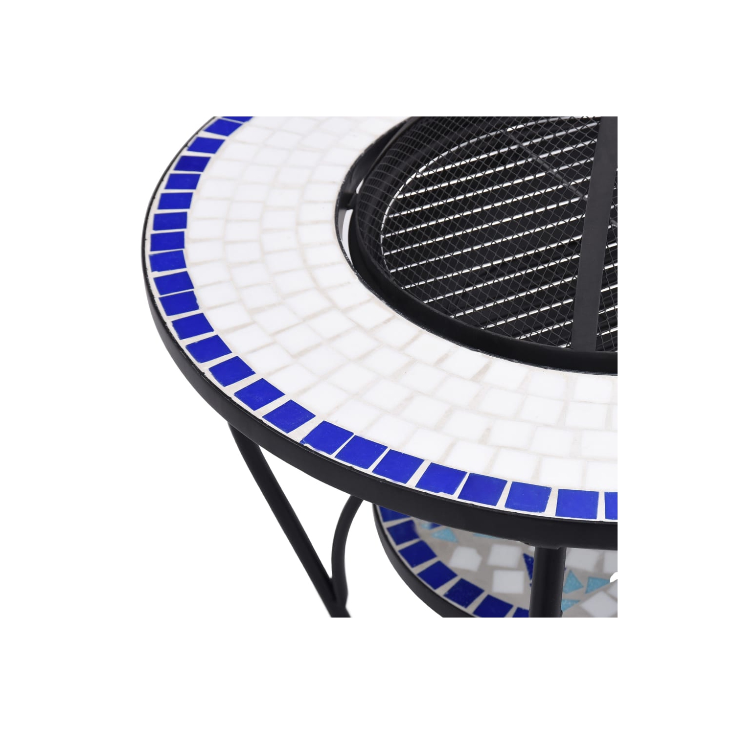 vidaXL Mosaic Fire Pit Table Blue and White 26.8" Ceramic
