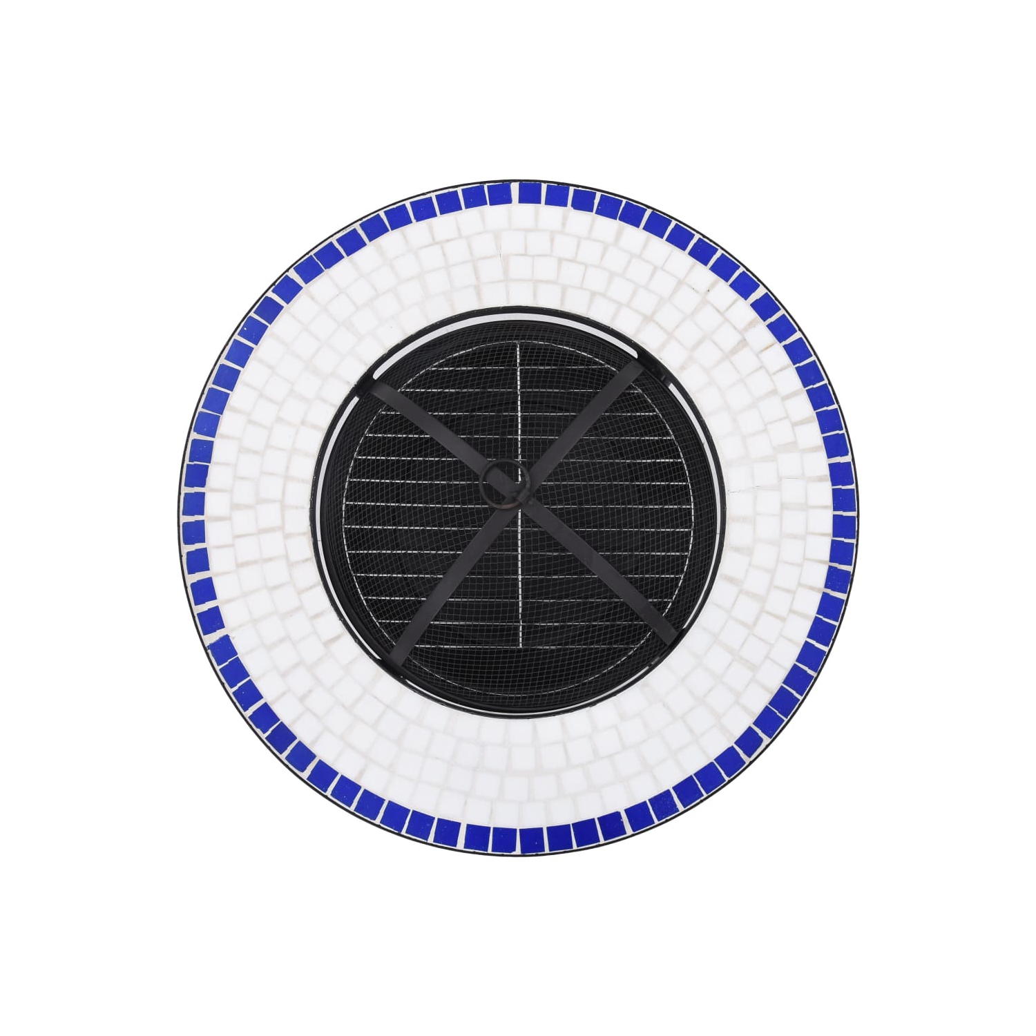 vidaXL Mosaic Fire Pit Table Blue and White 26.8" Ceramic