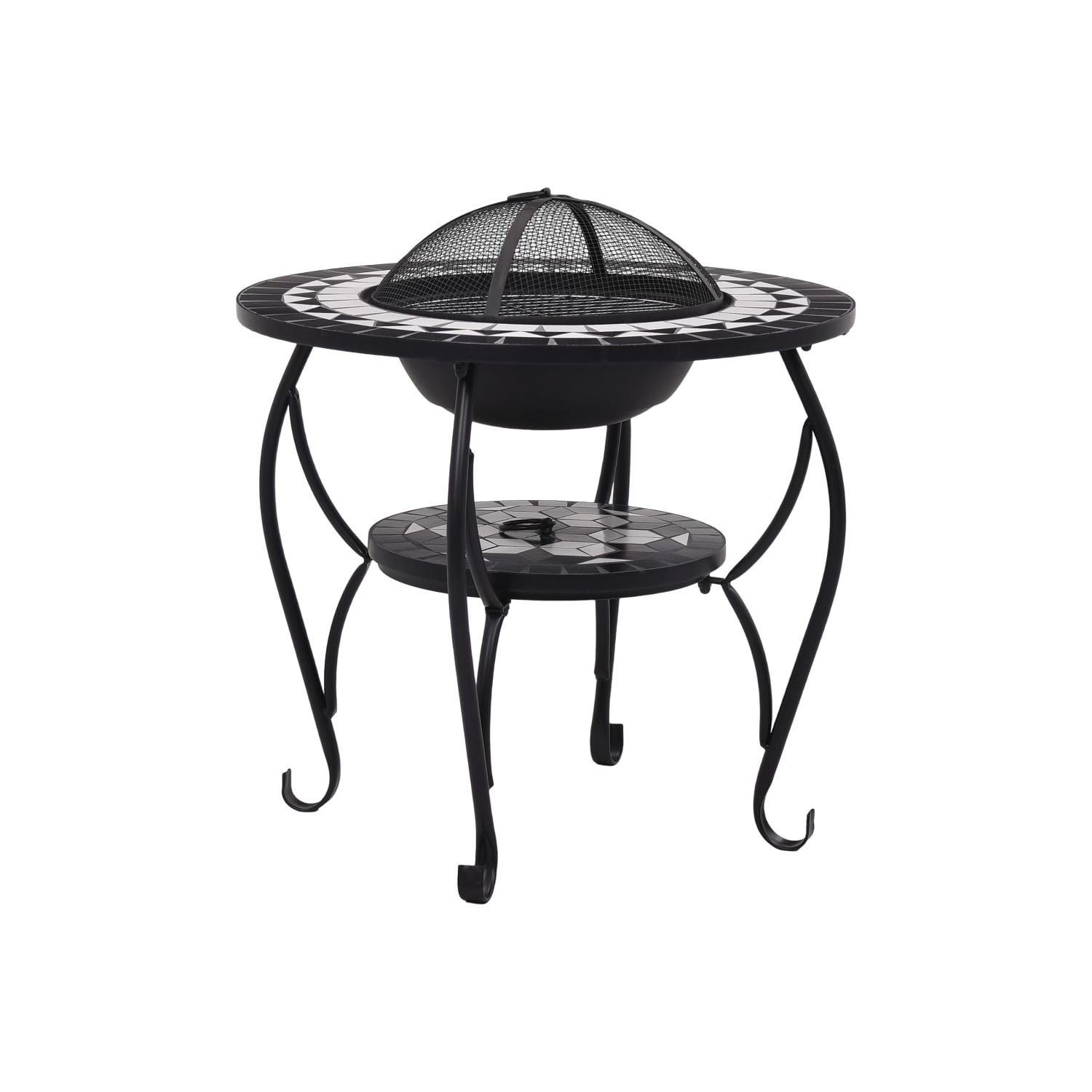 Table à foyer Mosaic de 26,8 po en céramique noir et blanc de vidaXL