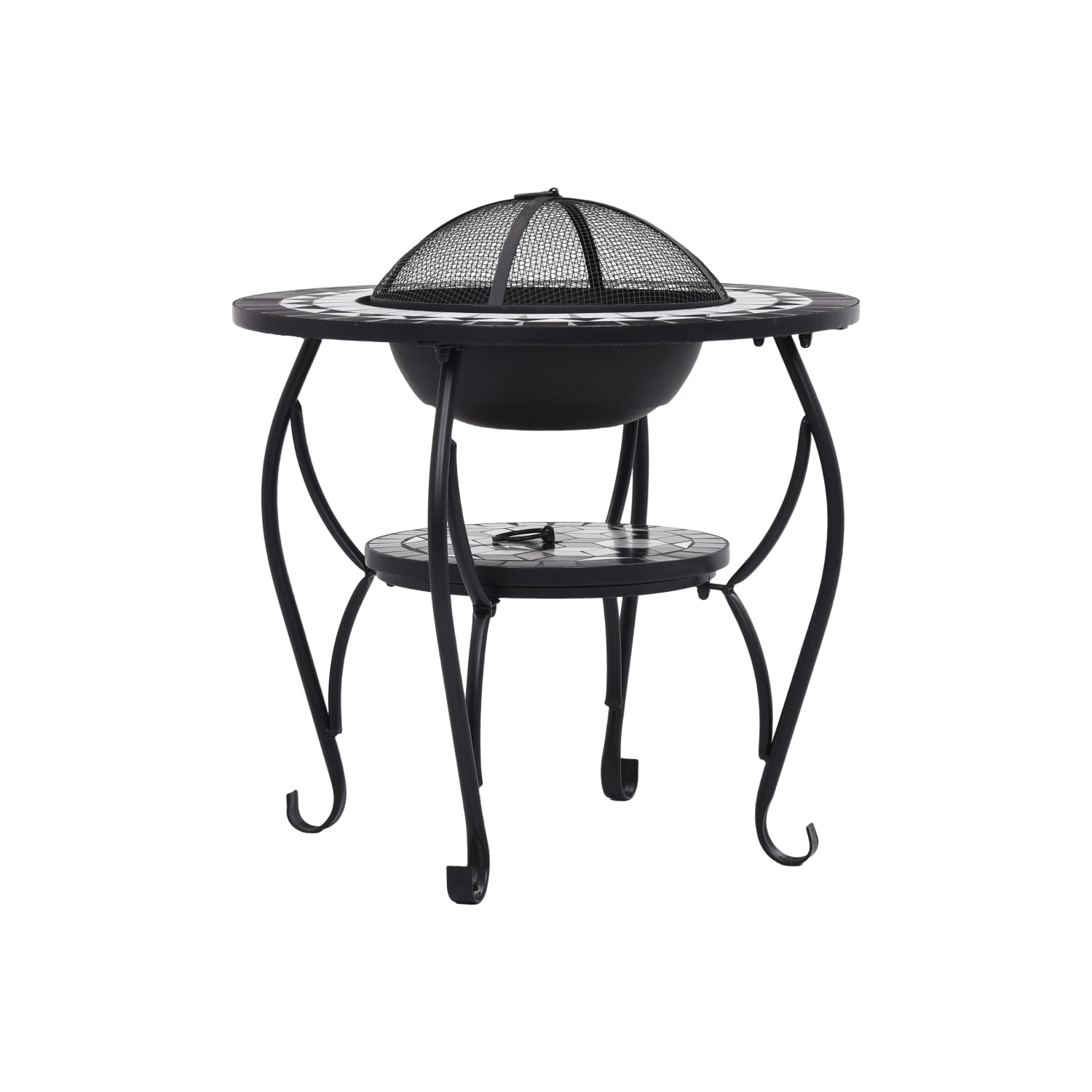 Table à foyer Mosaic de 26,8 po en céramique noir et blanc de vidaXL