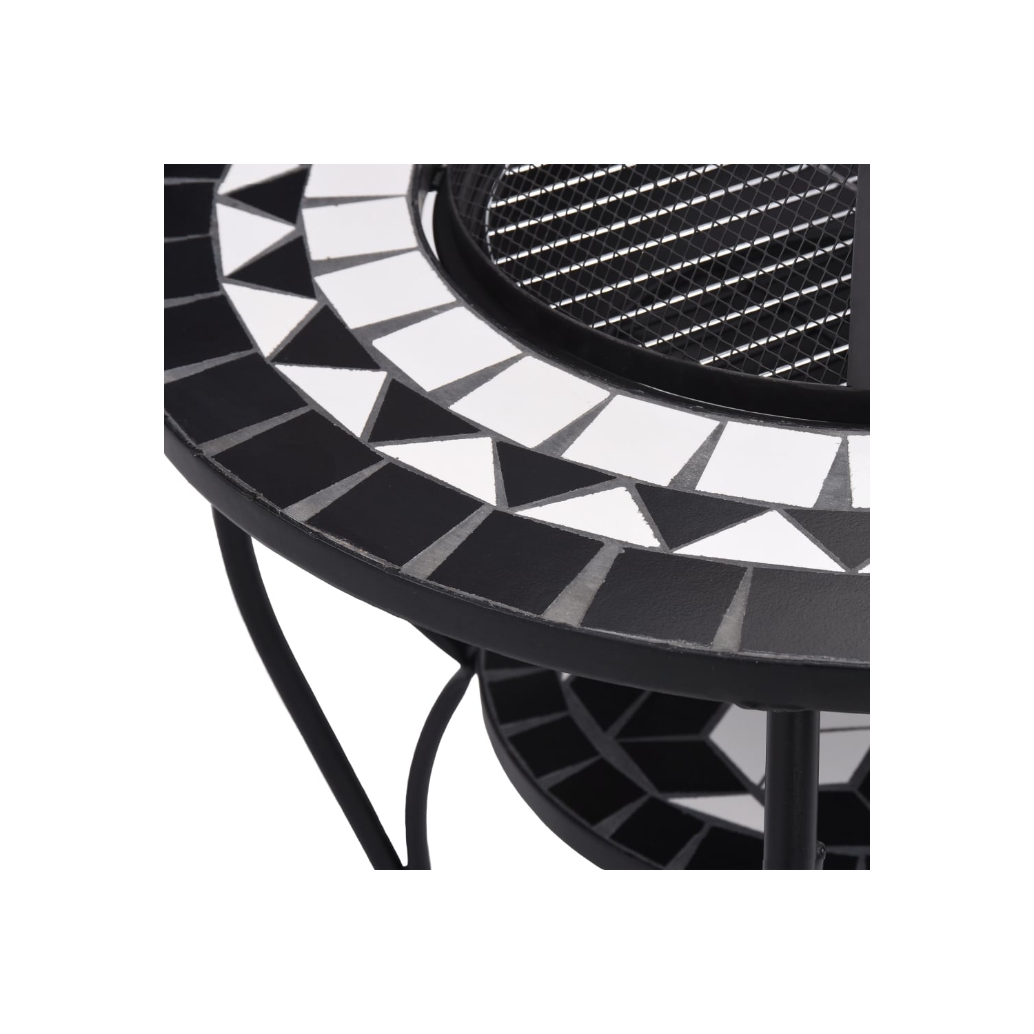 Table à foyer Mosaic de 26,8 po en céramique noir et blanc de vidaXL