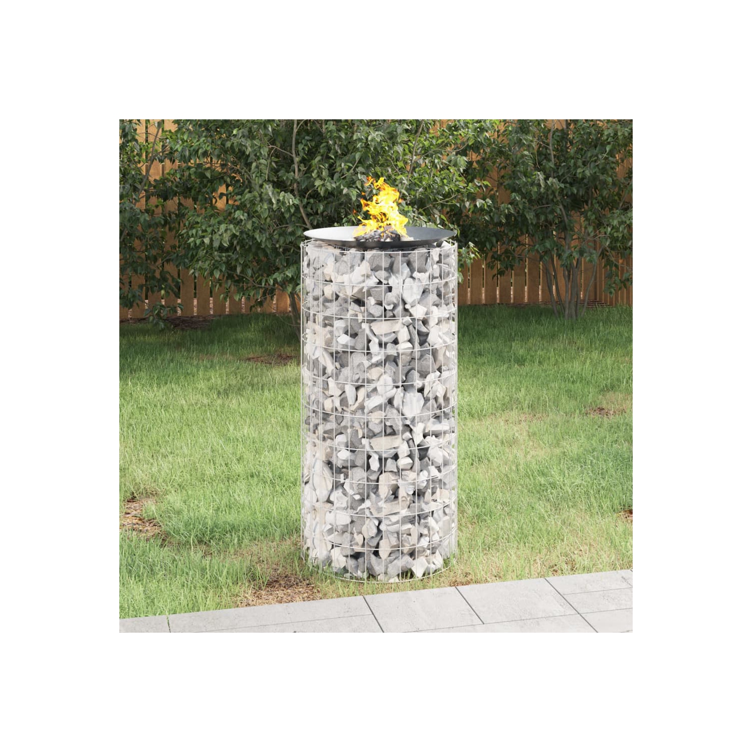 vidaXL Gabion Fire Pit Ø 50 cm Galvanised Iron