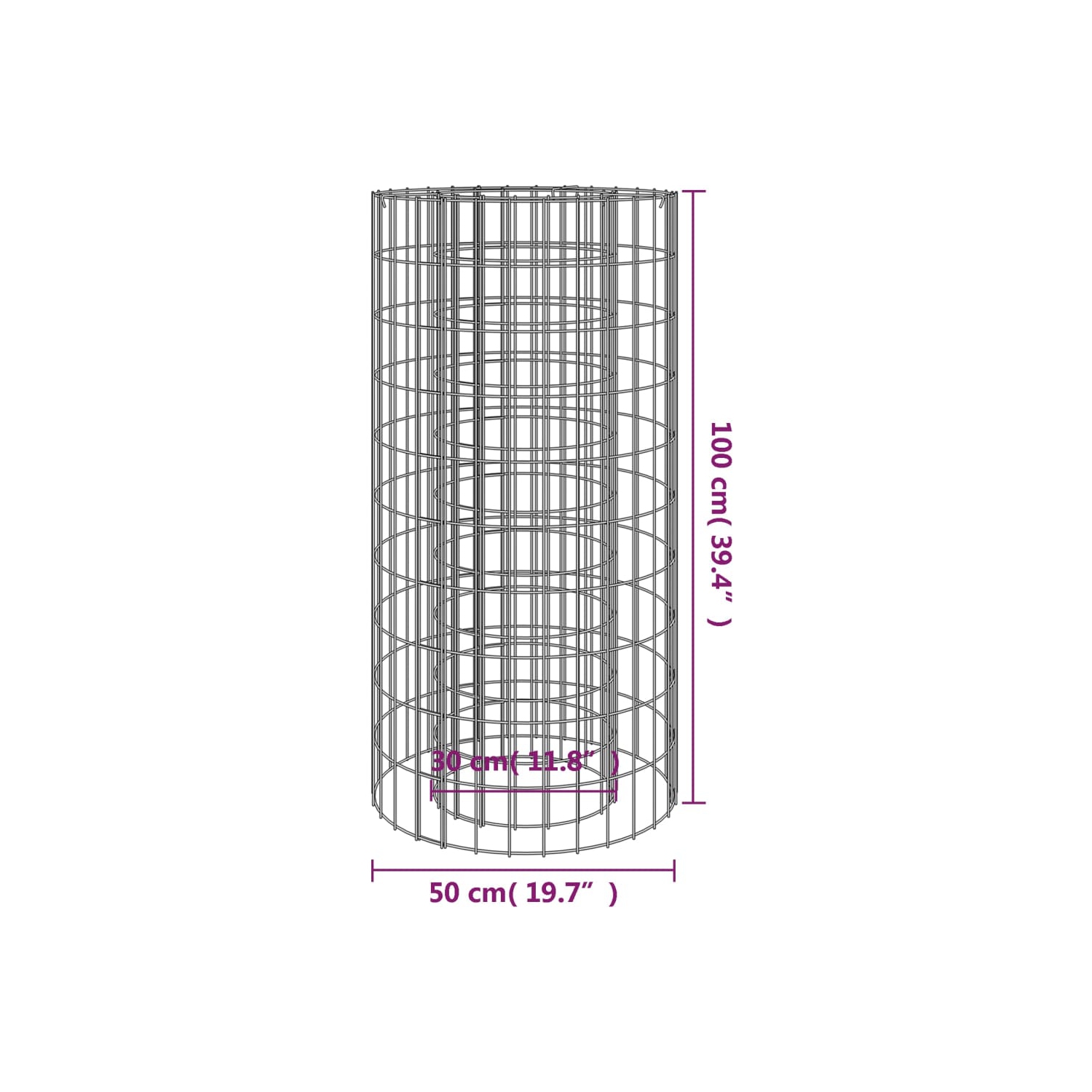 vidaXL Gabion Fire Pit Ø 50 cm Galvanised Iron