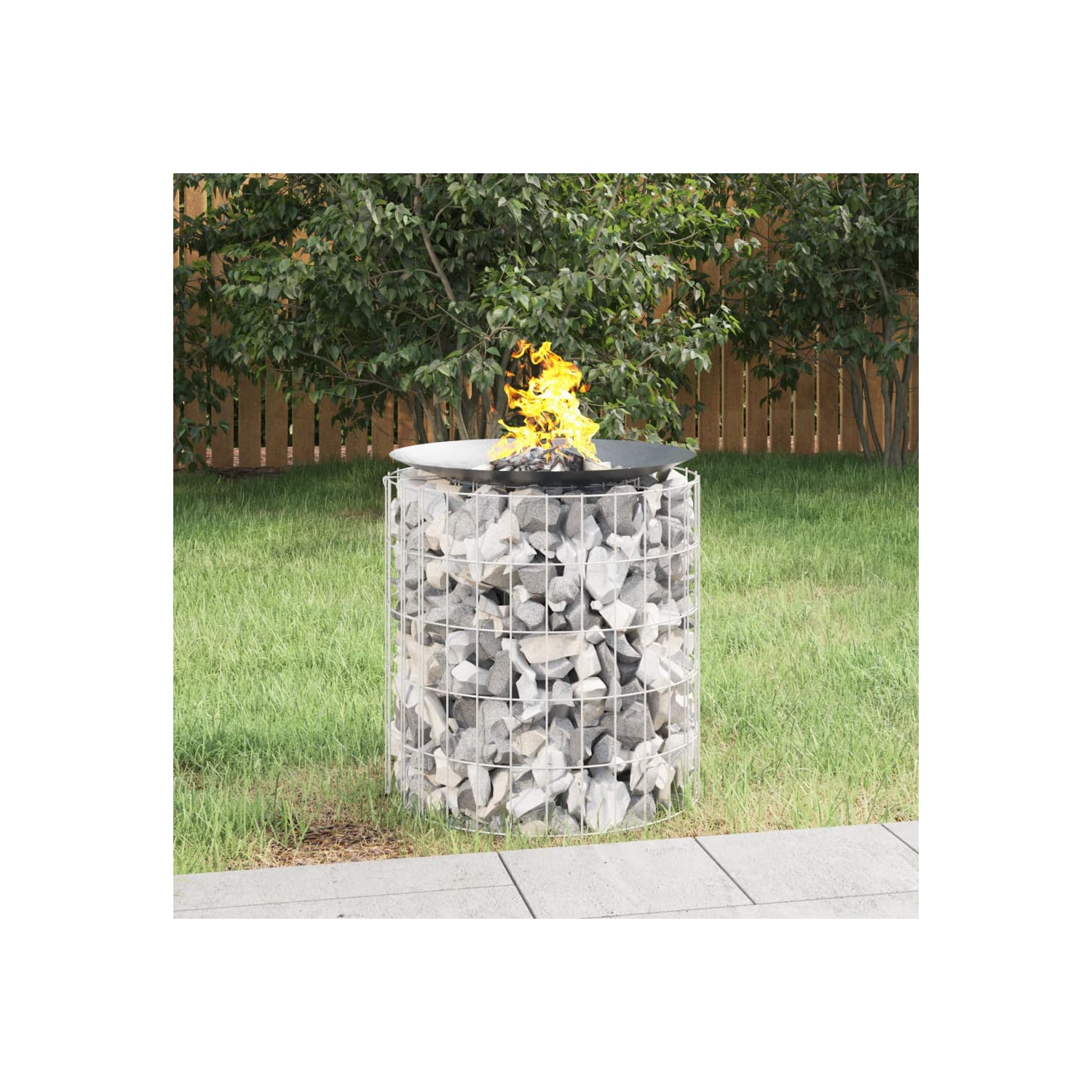 vidaXL Gabion Fire Pit Ø 50 cm Galvanised Iron