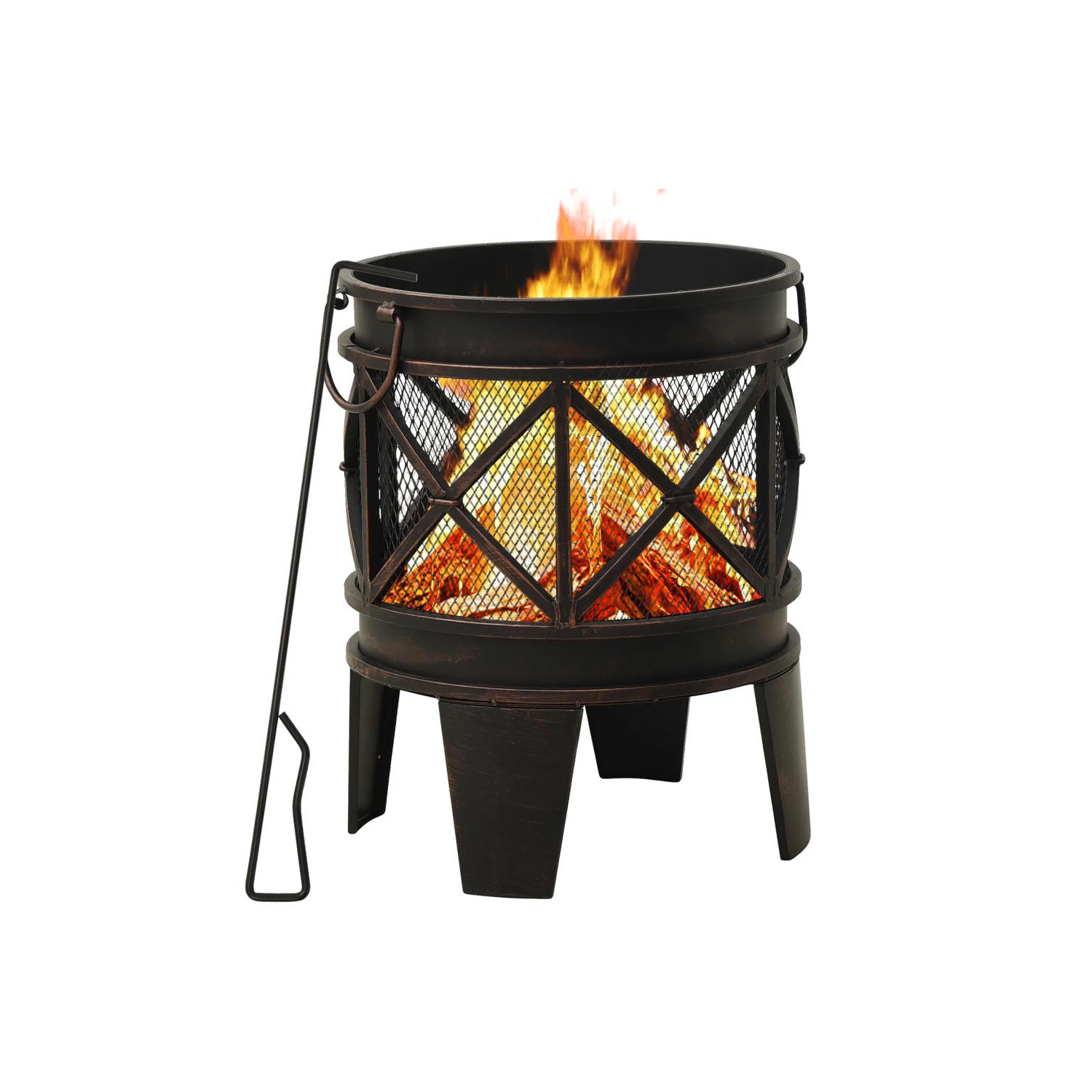 vidaXL Rustic Fire Pit with Poker Φ42x54 cm Steel