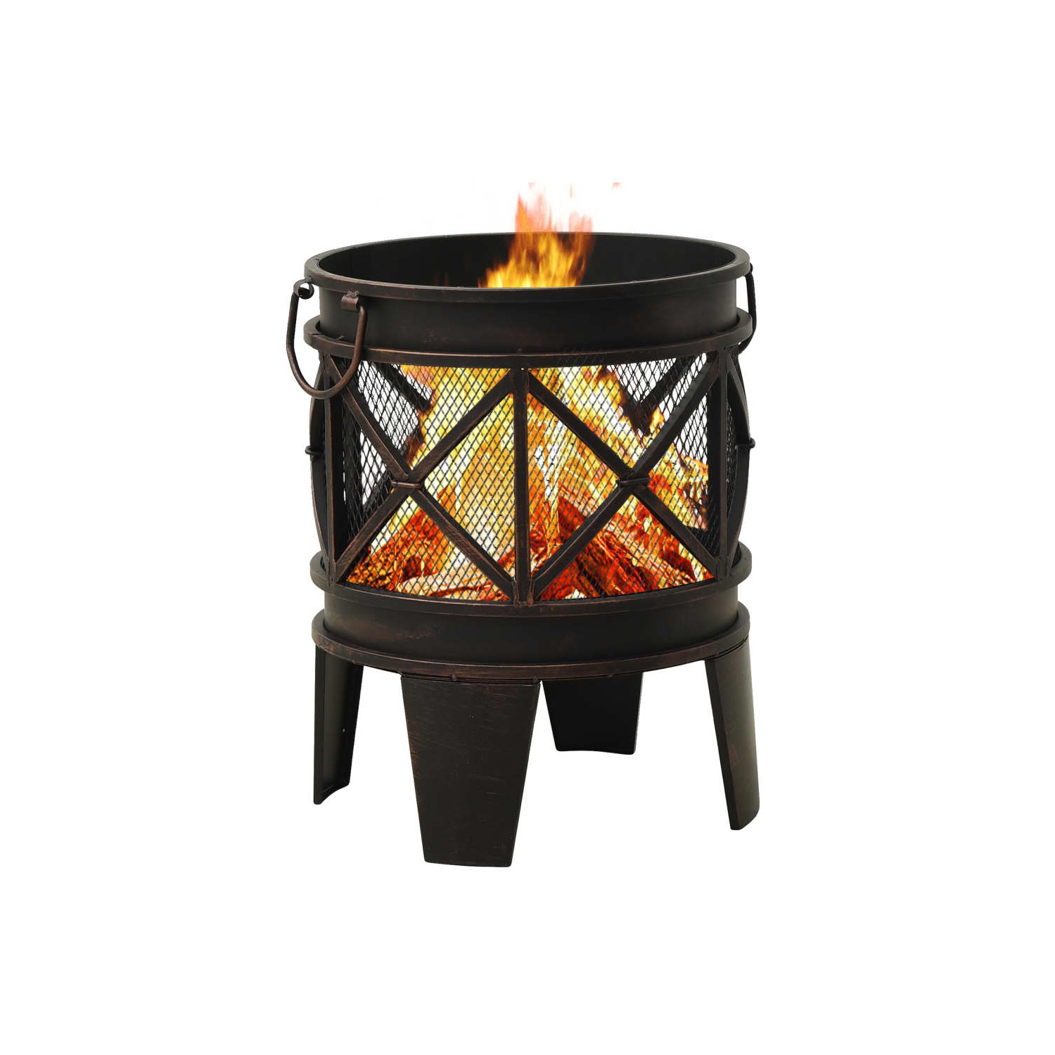 vidaXL Rustic Fire Pit with Poker Φ42x54 cm Steel