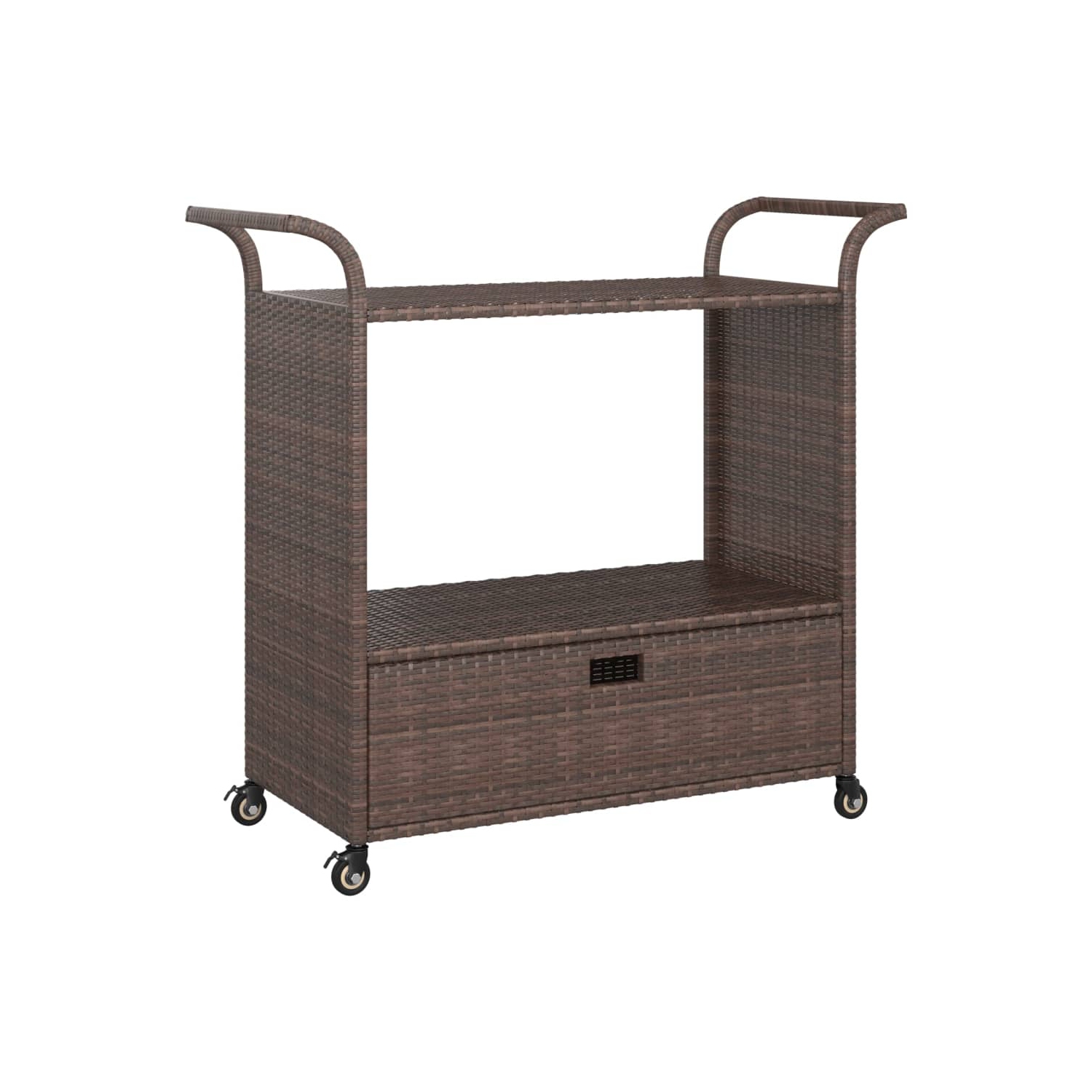 vidaXL Bar Cart with Drawer Brown 100x45x97 cm Poly Rattan