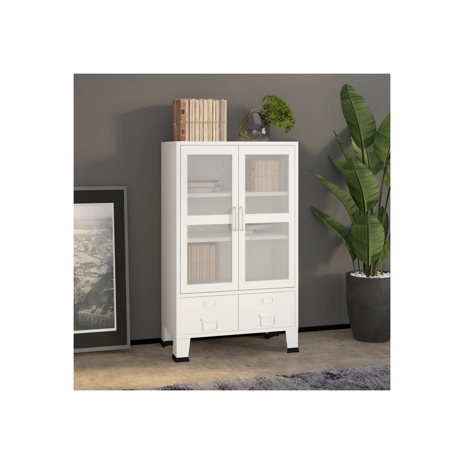 vidaXL Industrial Storage Chest White Metal