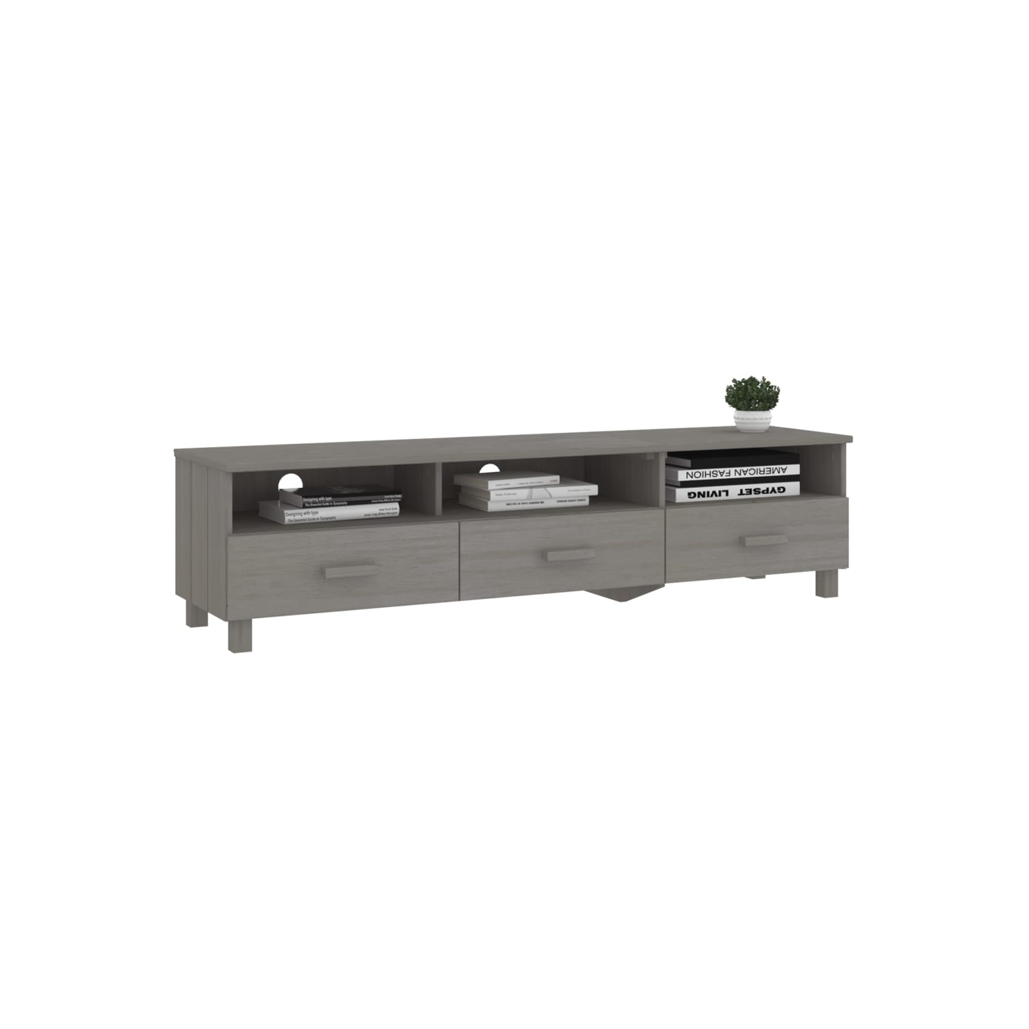 vidaXL TV Cabinet HAMAR Light Grey 158x40x40 cm Solid Wood Pine