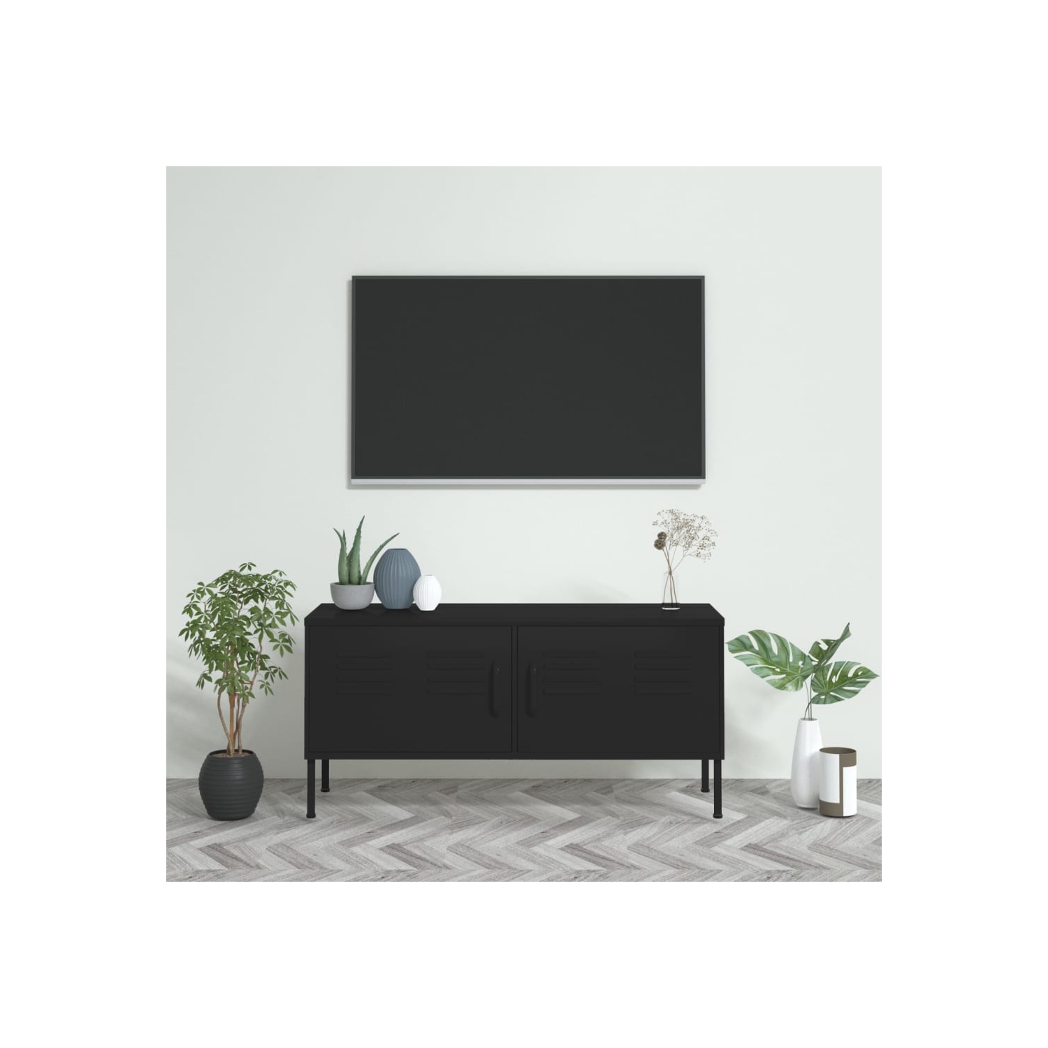 vidaXL TV Cabinet Black 105x35x50 cm Steel