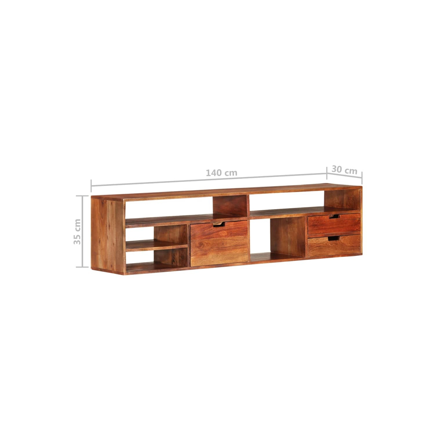 vidaXL TV Cabinet 140x30x35 cm Solid Acacia Wood