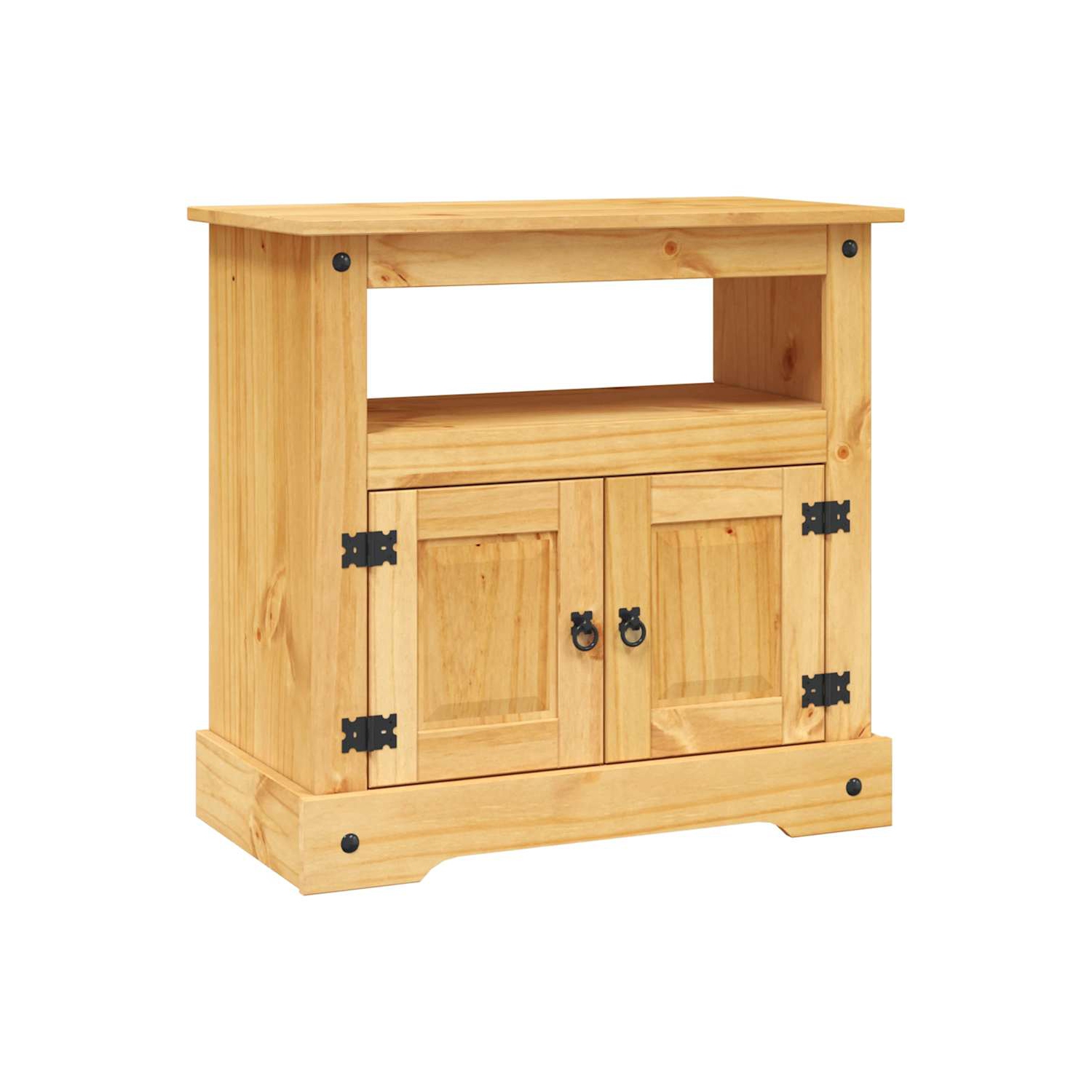 vidaXL TV Stand/ TV Table with Ample Storage, Mexican Pine Corona Range, 31.5x16.9x30.7 Inches Brown