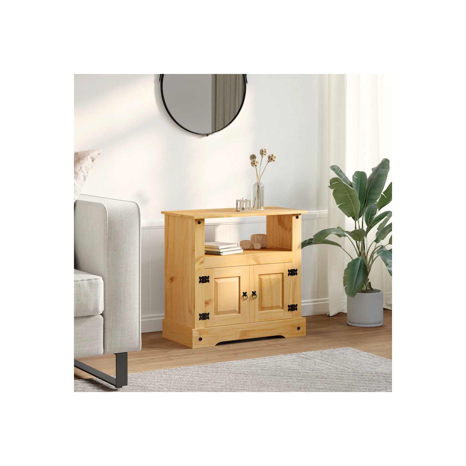 vidaXL TV Stand/ TV Table with Ample Storage, Mexican Pine Corona Range, 31.5x16.9x30.7 Inches Brown