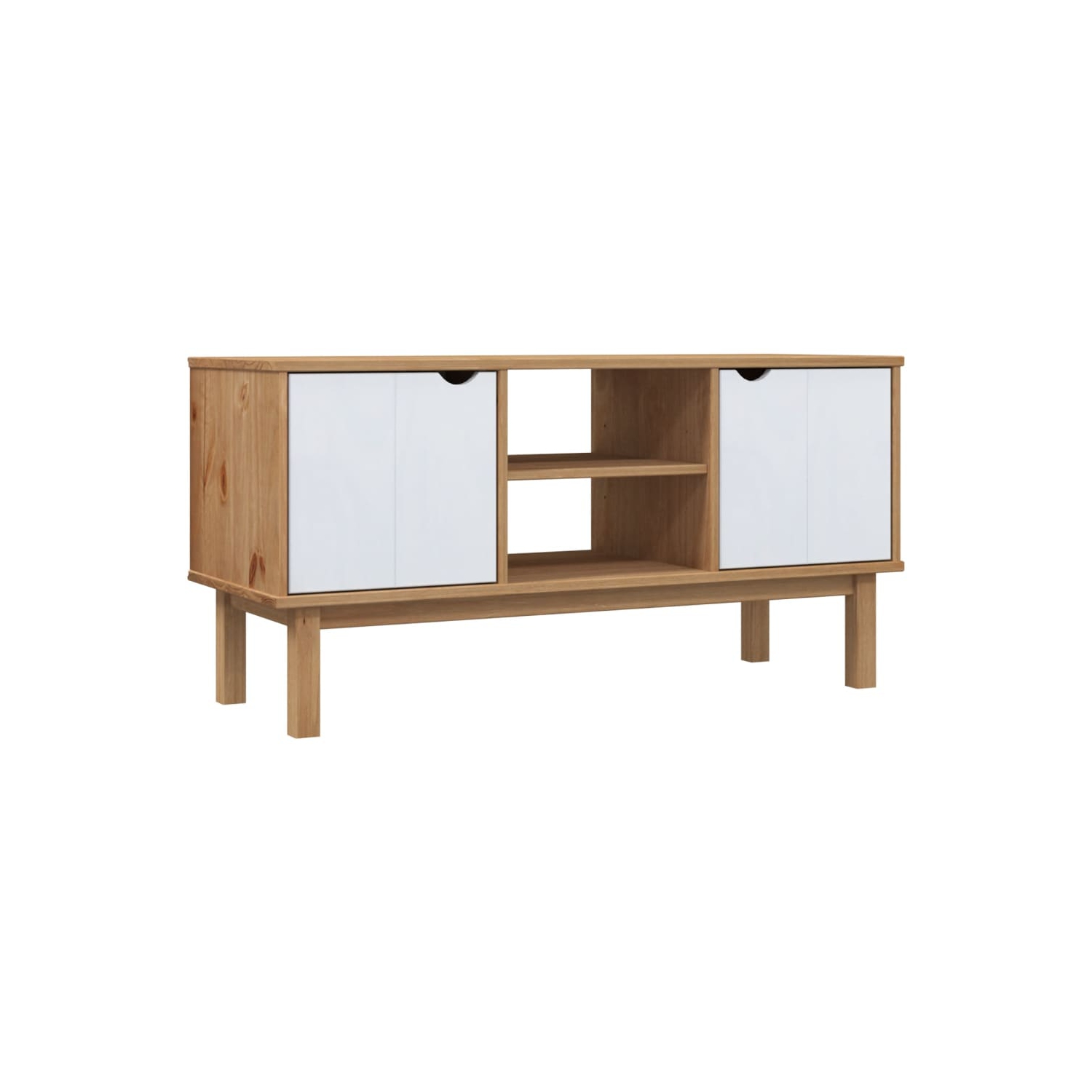 vidaXL TV Cabinet OTTA Brown and White 113.5x43x57cm Solid Wood Pine