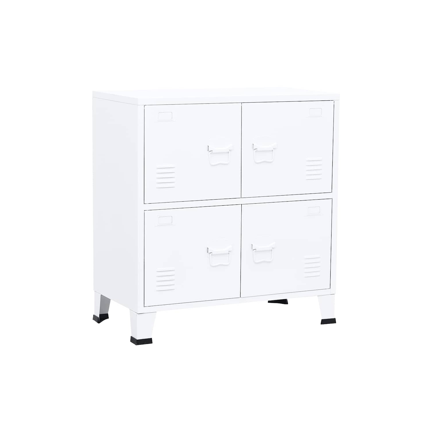 VidaXL – Coffre de rangement en métal avec 4 portes, poignée en métal, 29 x 5 x 31,5&nbsp;po, blanc