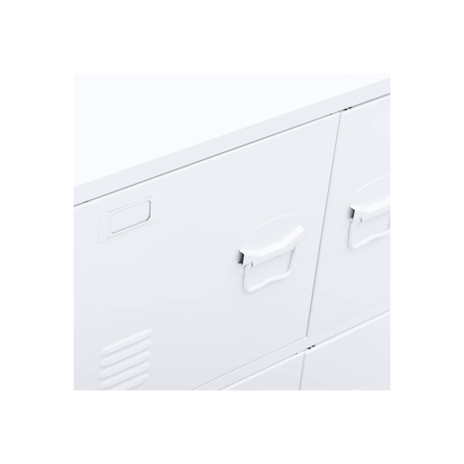 VidaXL – Coffre de rangement en métal avec 4 portes, poignée en métal, 29 x 5 x 31,5&nbsp;po, blanc