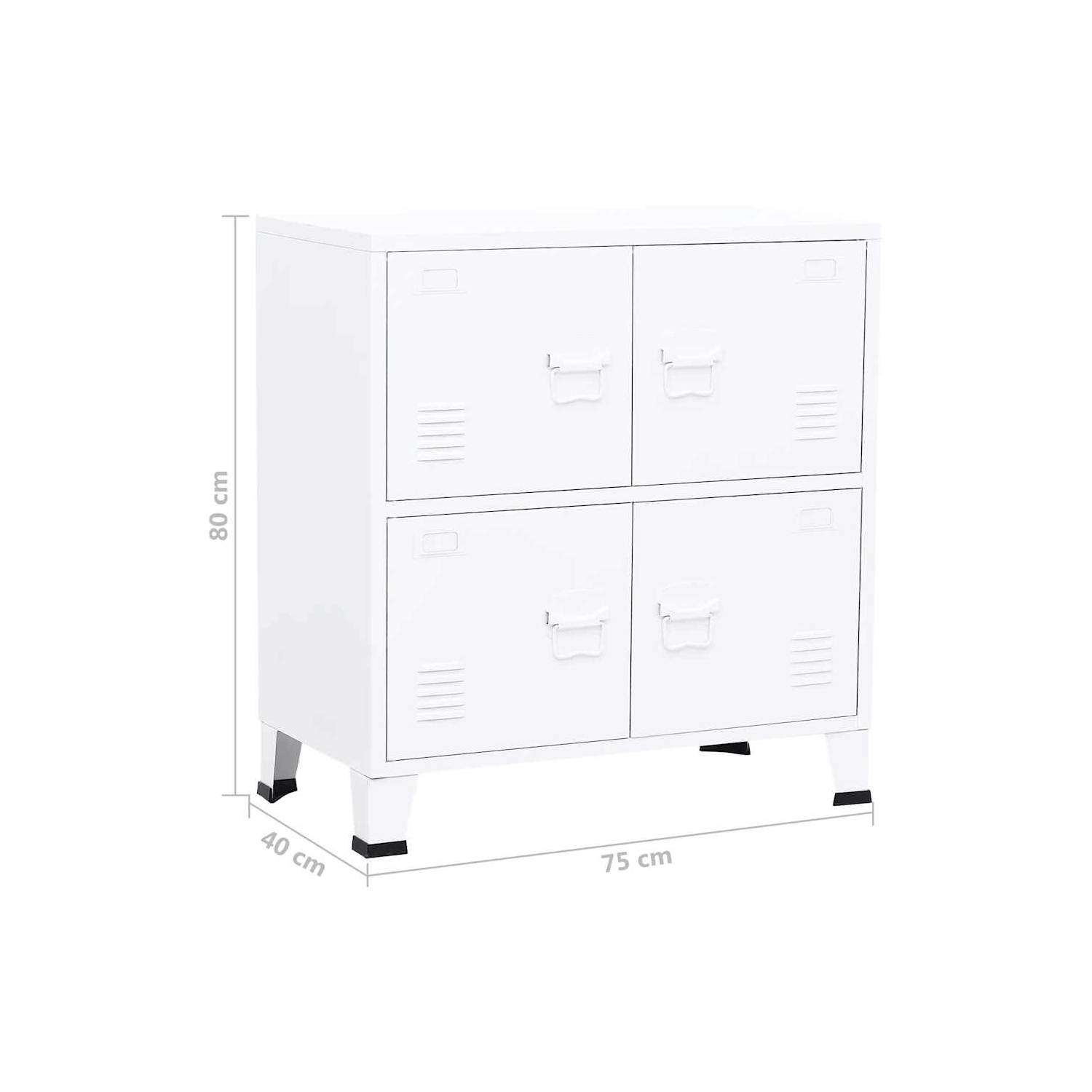 VidaXL – Coffre de rangement en métal avec 4 portes, poignée en métal, 29 x 5 x 31,5&nbsp;po, blanc