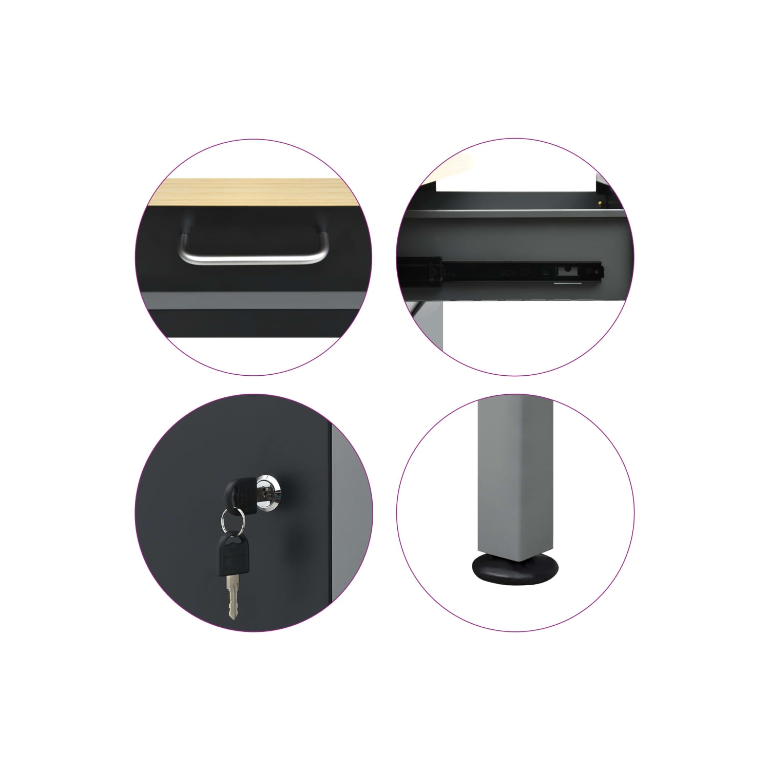 vidaXL Workbench Black 160x60x85 cm Steel