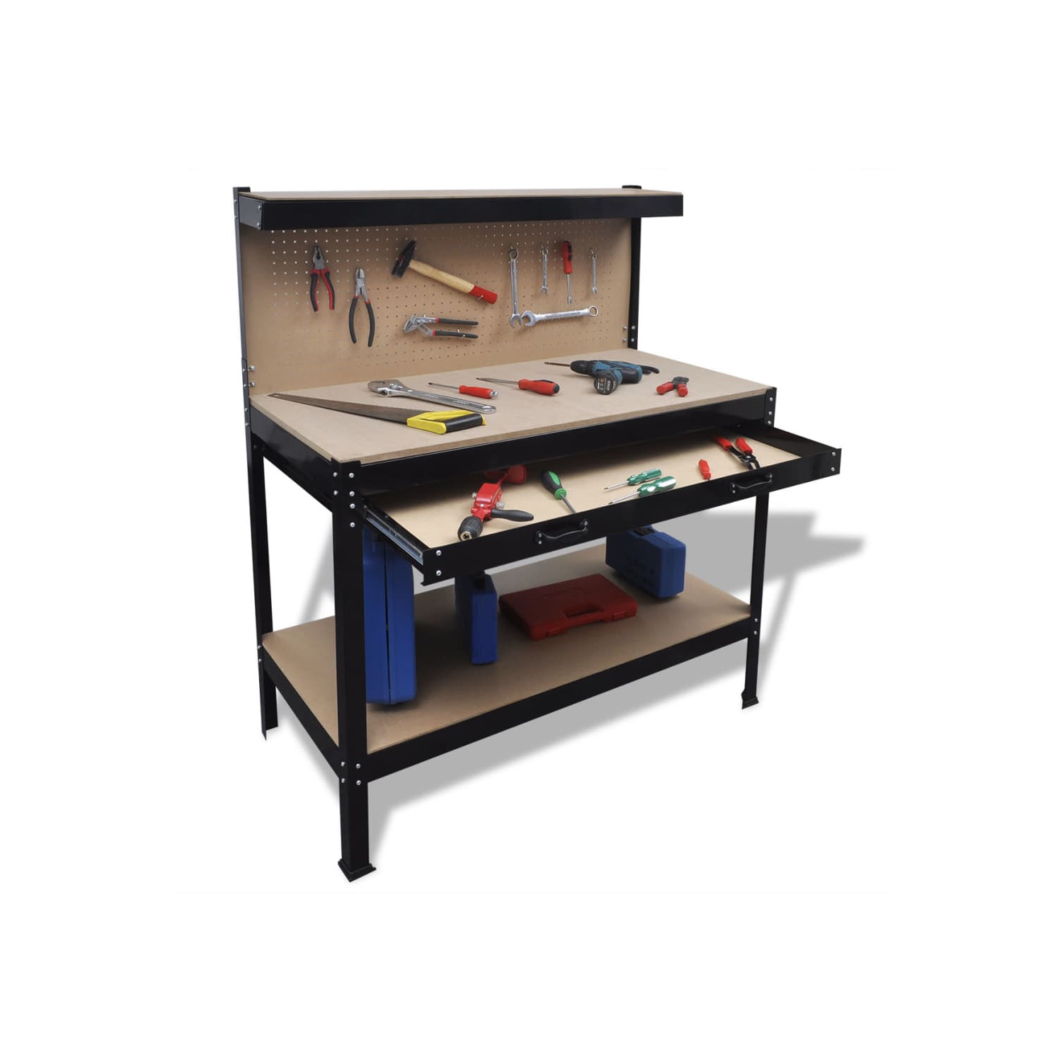 Workbench with Pegboard and Drawer