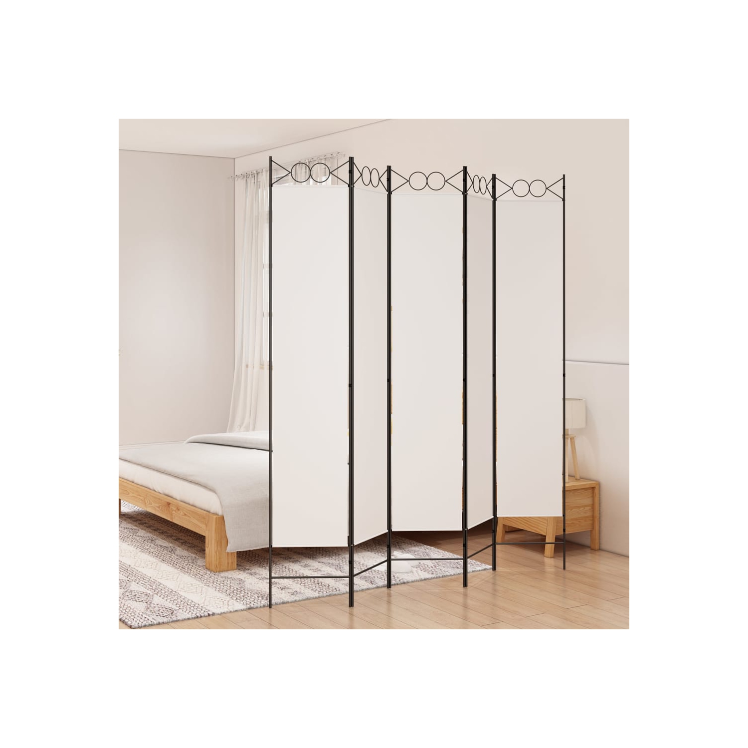 vidaXL 5-Panel Room Divider White 200x220 cm Fabric