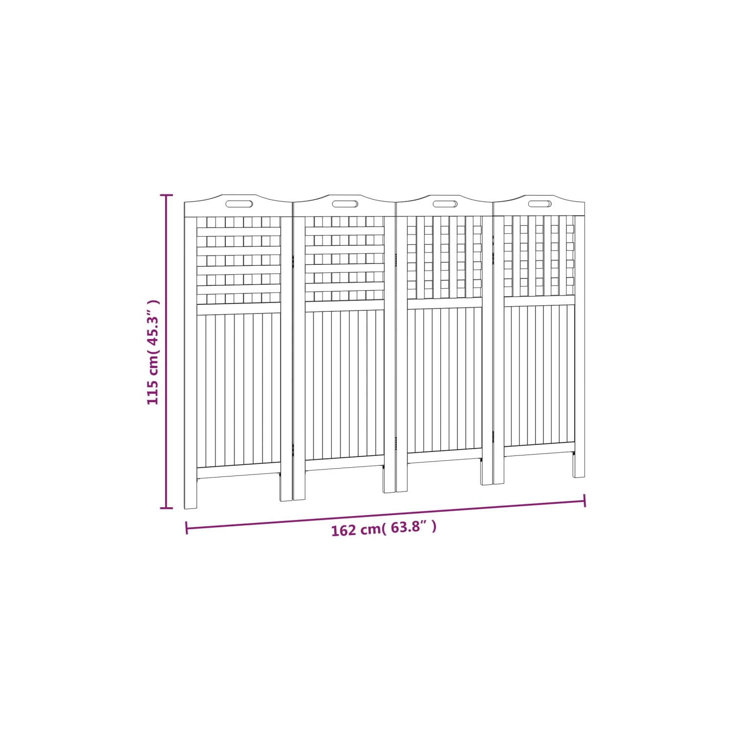 VidaXL – séparateur de pièce à 4 panneaux en bois d’acacia massif de 16 x 2 x 115&nbsp;cm