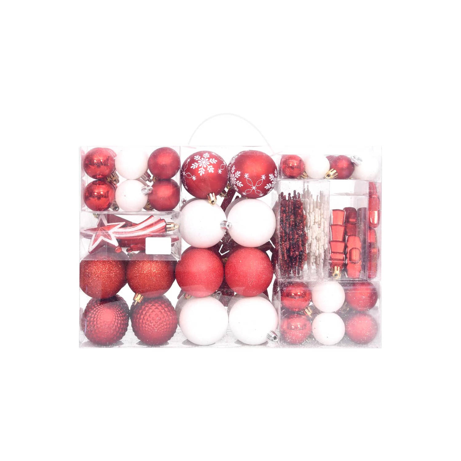 vidaXL 108 Piece Christmas Bauble Set Red and White