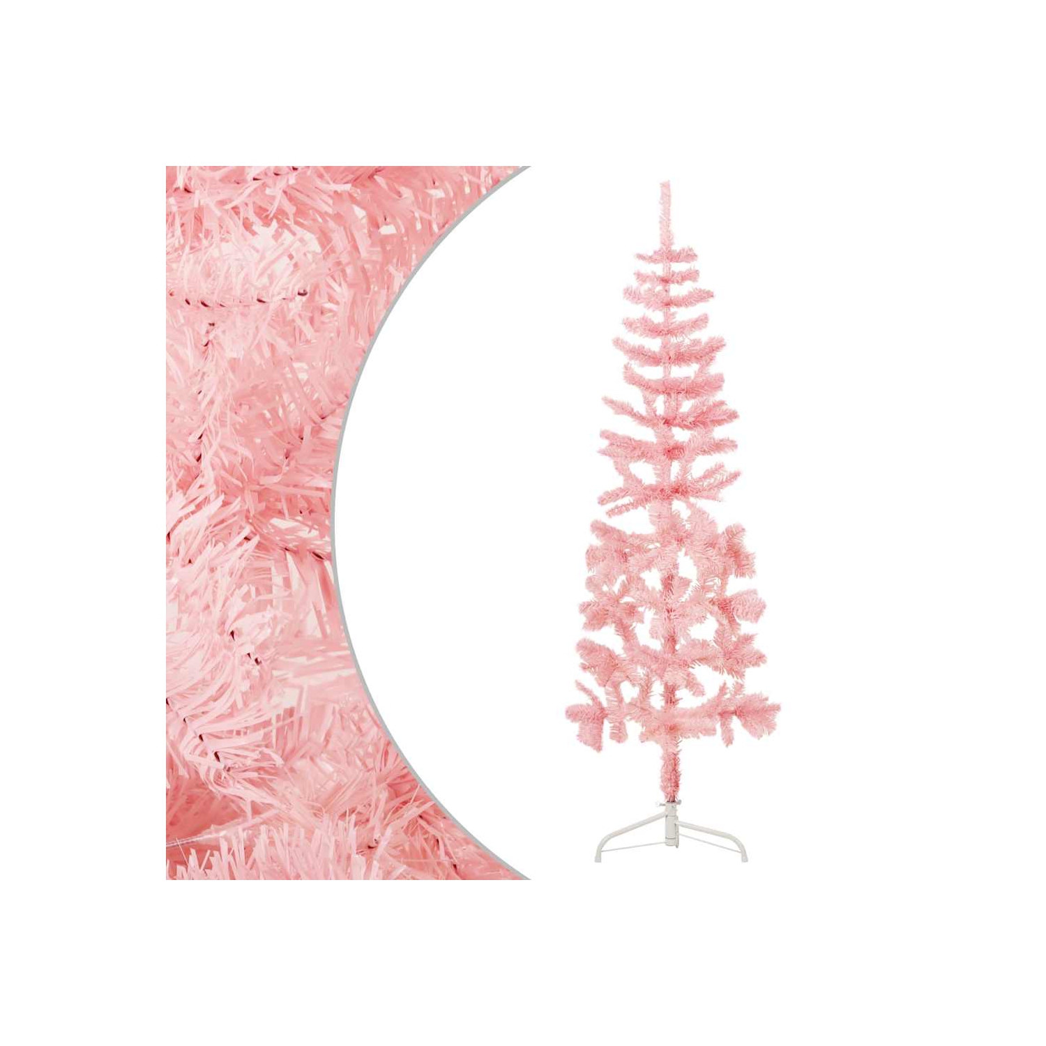 vidaXL Slim Artificial Half Christmas Tree with Stand Pink 180 cm