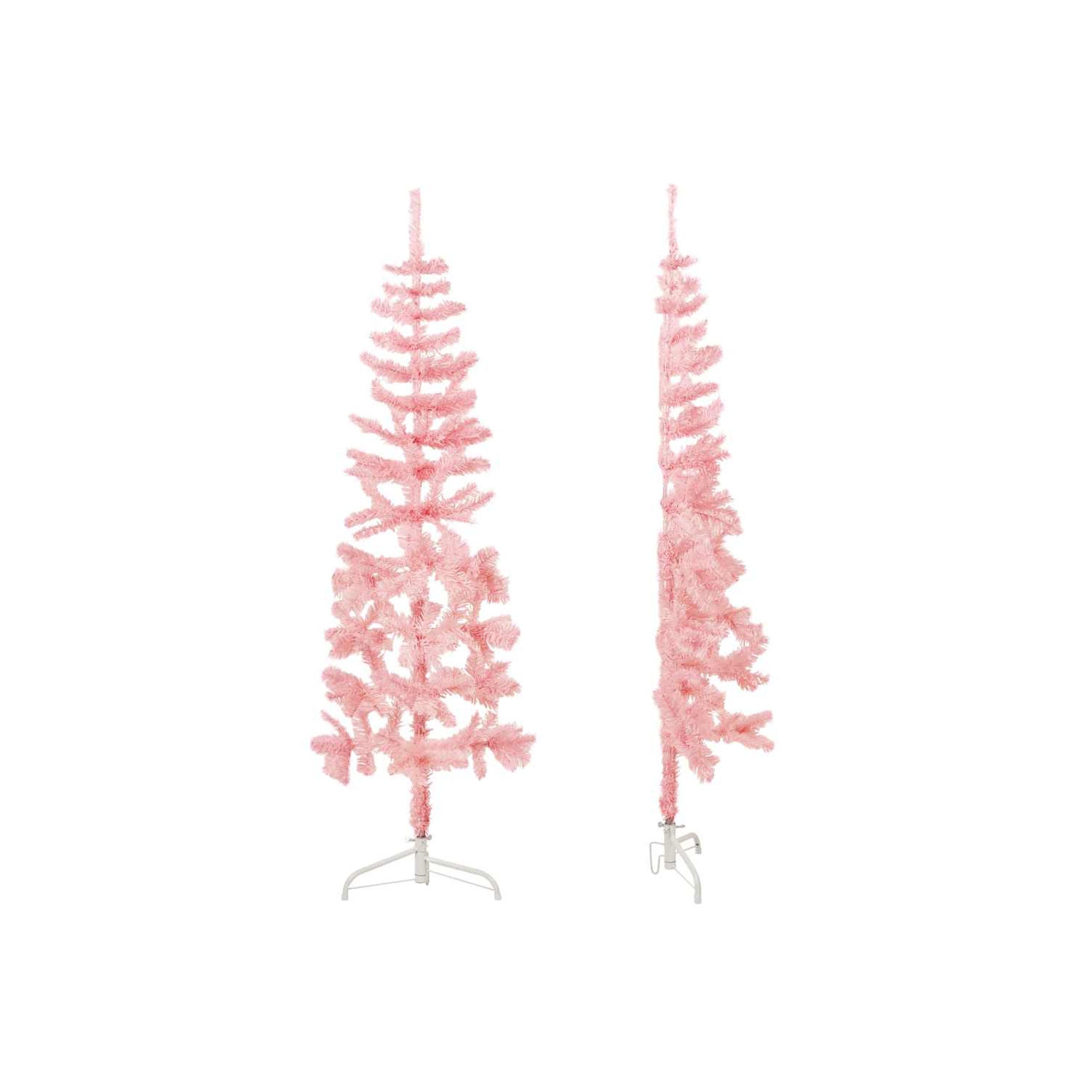 vidaXL Slim Artificial Half Christmas Tree with Stand Pink 180 cm