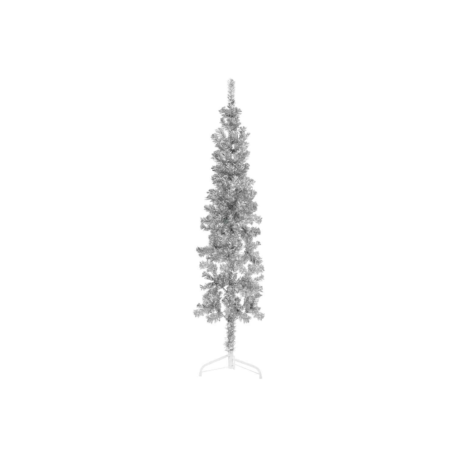 vidaXL Slim Artificial Half Christmas Tree with Stand Silver 180 cm