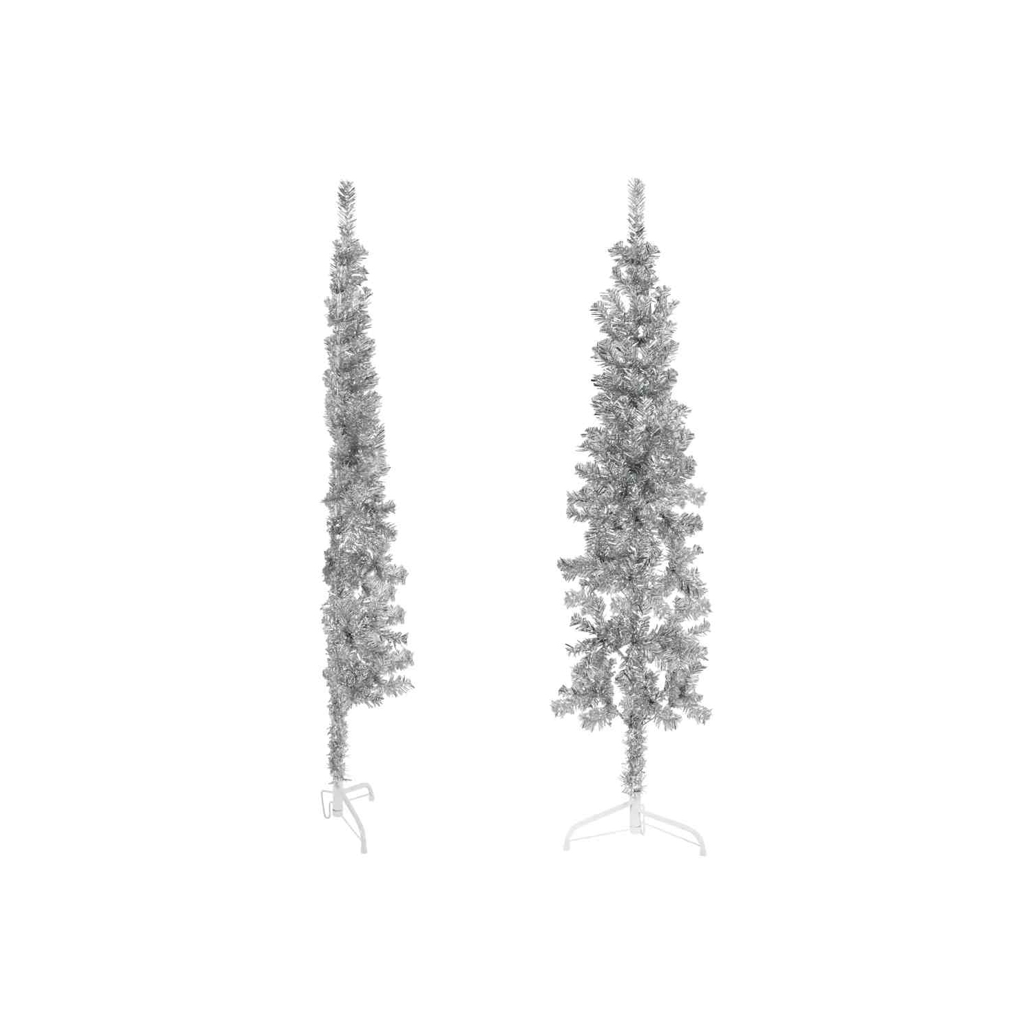 vidaXL Slim Artificial Half Christmas Tree with Stand Silver 180 cm