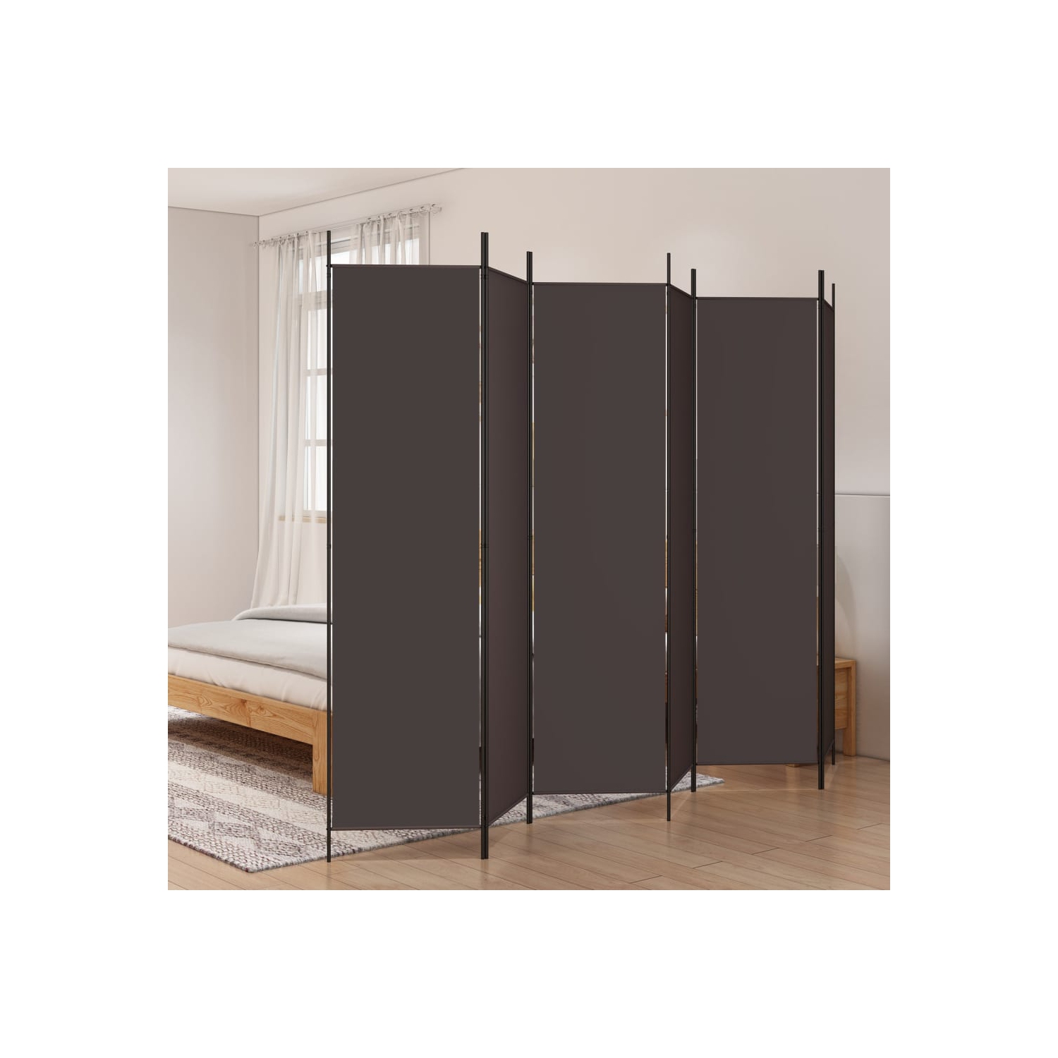 vidaXL 6-Panel Room Divider Brown 300x200 cm Fabric