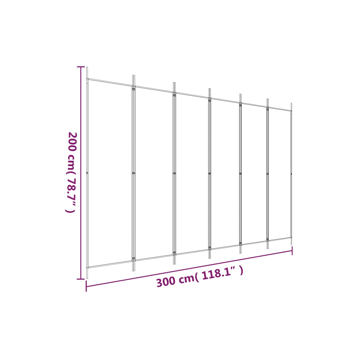 vidaXL 6-Panel Room Divider Brown 300x200 cm Fabric