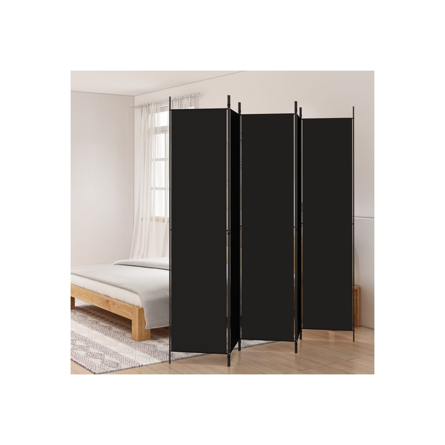 Séparateur de pièce à 5 panneaux en tissu noir 250 x 220&nbsp;cm de vidaXL