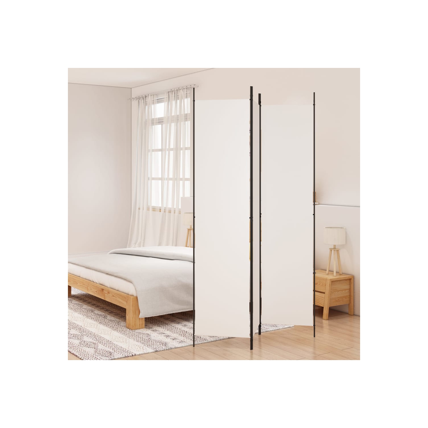 vidaXL 3-Panel Room Divider White 150x220 cm Fabric