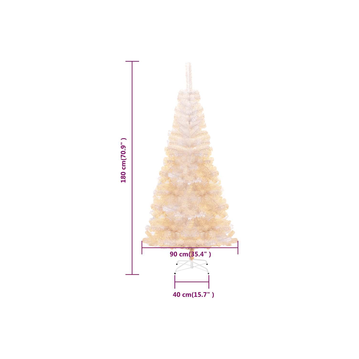 vidaXL Artificial Christmas Tree with Iridescent Tips White 180 cm PVC