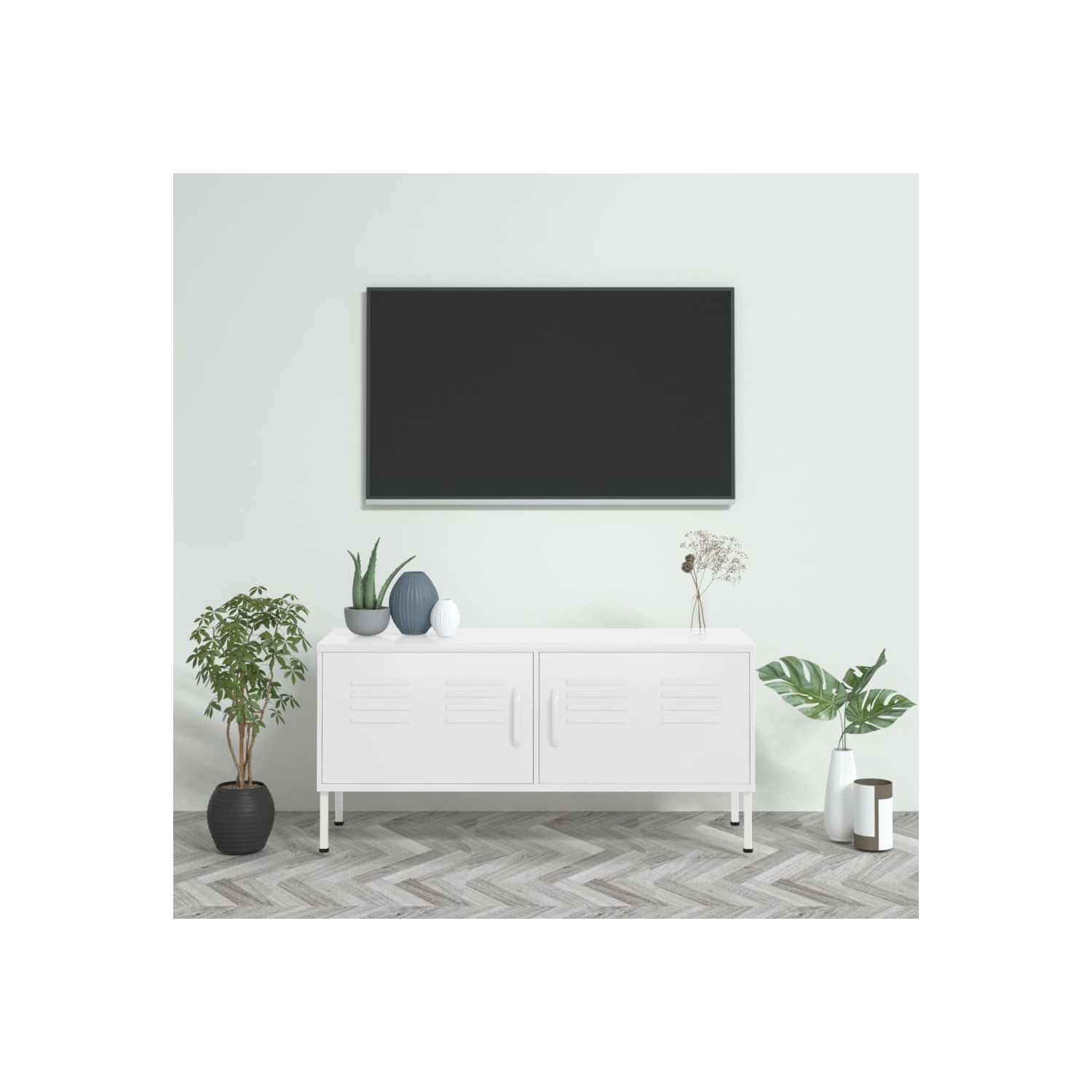 vidaXL TV Cabinet White 105x35x50 cm Steel